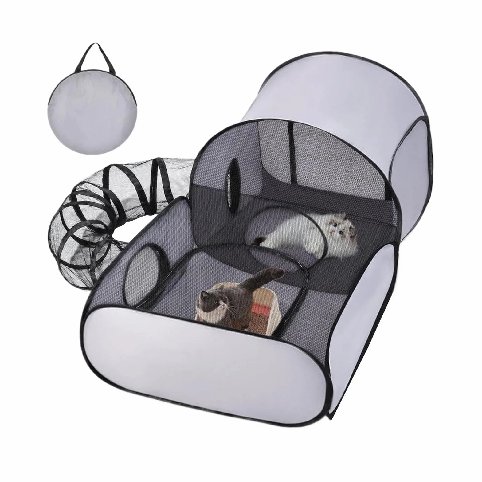 Cat Playpen - Cat Enclosure Tunnels, Dog Play Pen, Foldable Enclosure House Interactive Toys Exercise Playground for Kitten Puppy Small Animals Travel Outdoor, Portable Pets Playpen