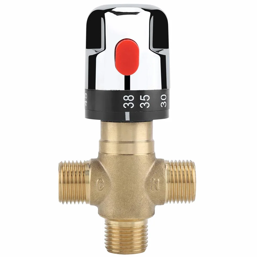 Messing Thermostatisches Mischventil Heißes Kaltwasser Wassertemperatur Rohr Becken Thermostat Control Badezimmer Waschraum Küche Öffentliche Plätze