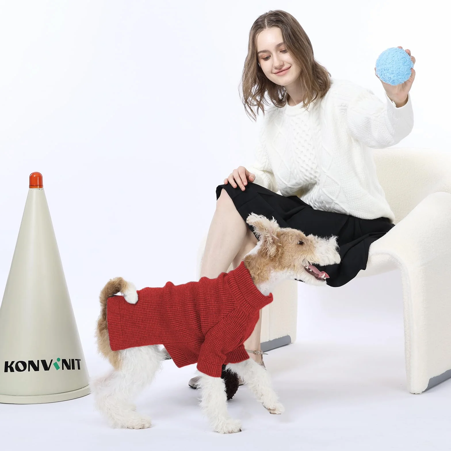 KONVINIT Sweter dla psa średniej wielkości – oddychający sweter dla psa dla buldoga francuskiego i Corgi, długi rękaw z golfem