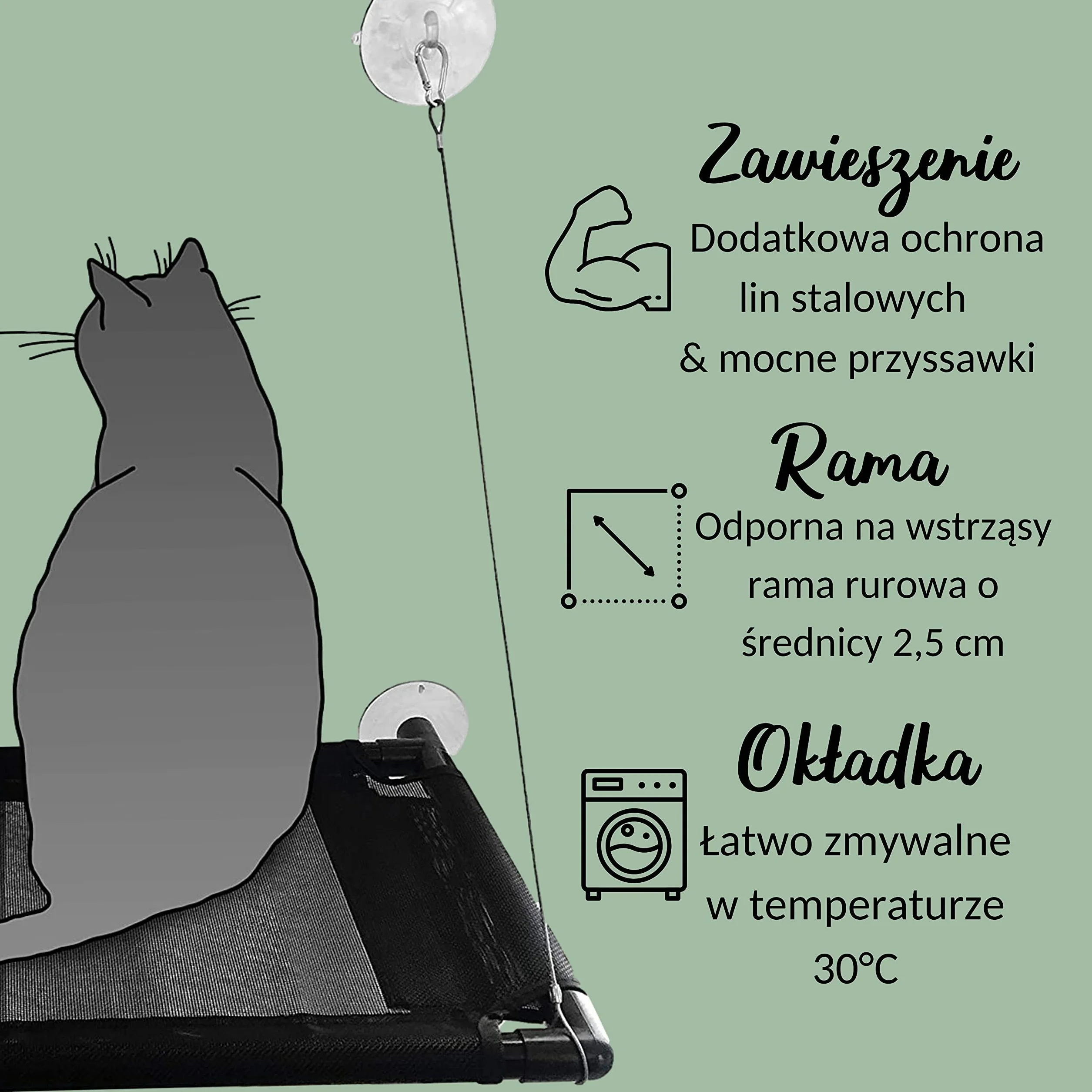 Rijk Hamak Okienny dla Kotów, Waga do 23 kg, Stabilne Miejsce do Leżenia w Oknie