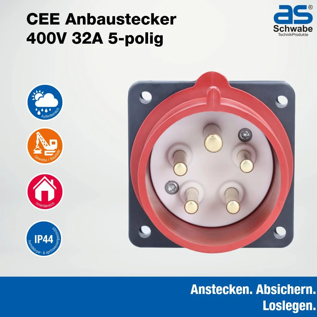 as - Schwabe 60444 Wtyczka męska CEE 32 A 400 V 1 szt.)