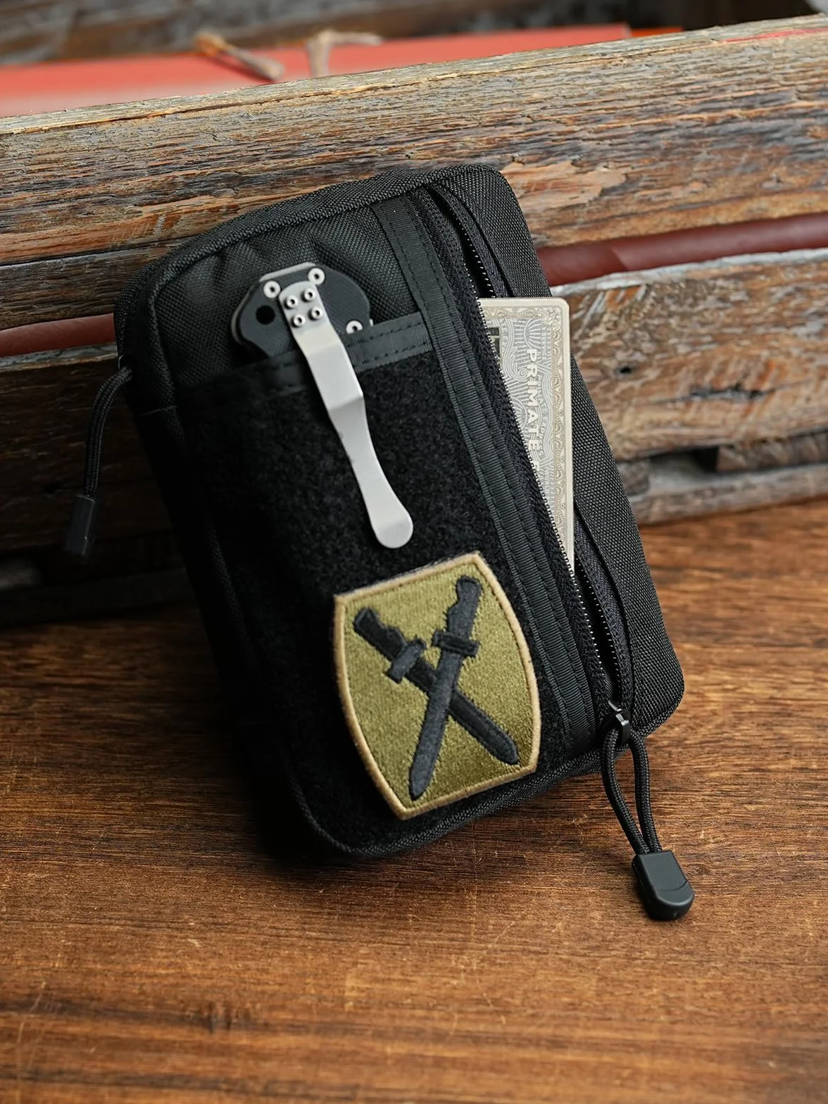 Sayram SP5 EDC Organizer Narzędzi, mała torba na narzędzia z zapięciem na rzepy, EDC Pouch torba taktyczna z 6 kieszeniami na wyposażenie EDC, organizer multitool z zamkiem błyskawicznym – czarny
