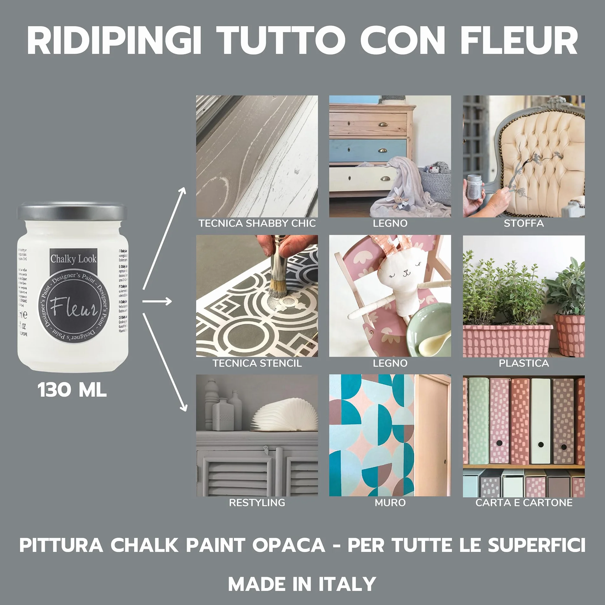 Fleur Paint farba mineralna na bazie wody 130 ml taupe