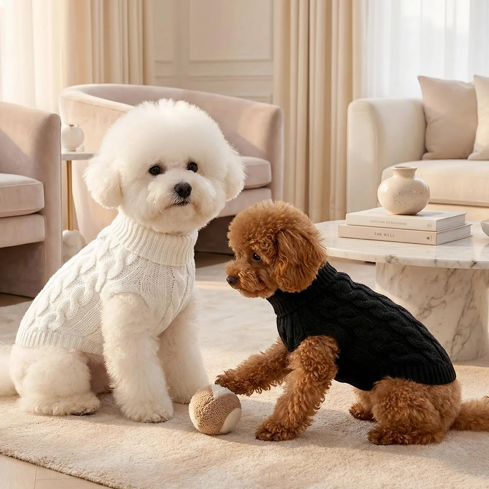 2 szt. Sweter dla psa, sweter dla małych psów, sweter dla średnich psów, ciepły sweter dla psa, stójka, dla Chihuahua, Yorkie, kubek do herbaty