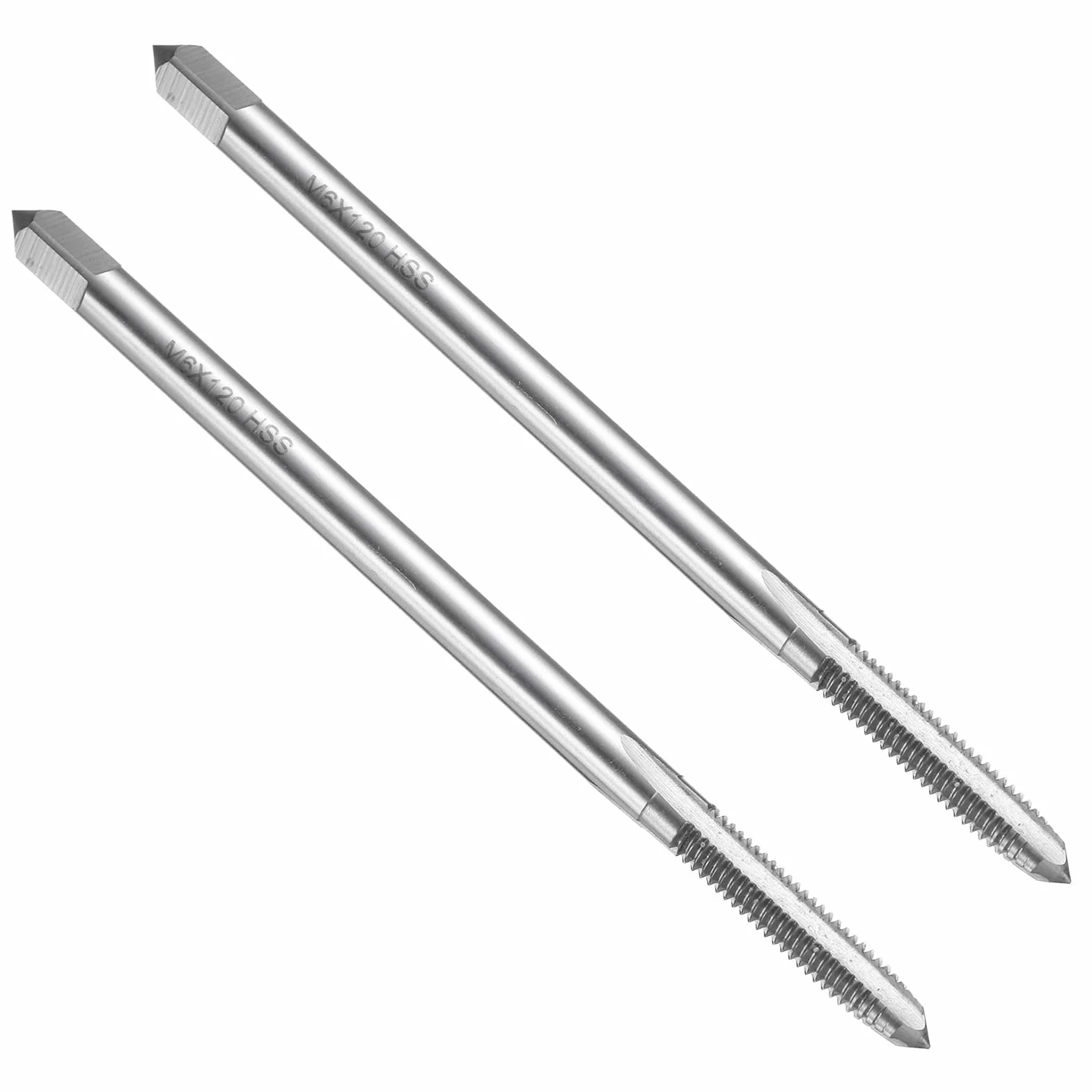 QUARKZMAN 2 sztuki gwintowników z rowkiem prostym, M6 x 1 H2 120 mm, bardzo długie, metryczne narzędzia do gwintowania, stal szybkotnąca 6542 (HSS 6542)
