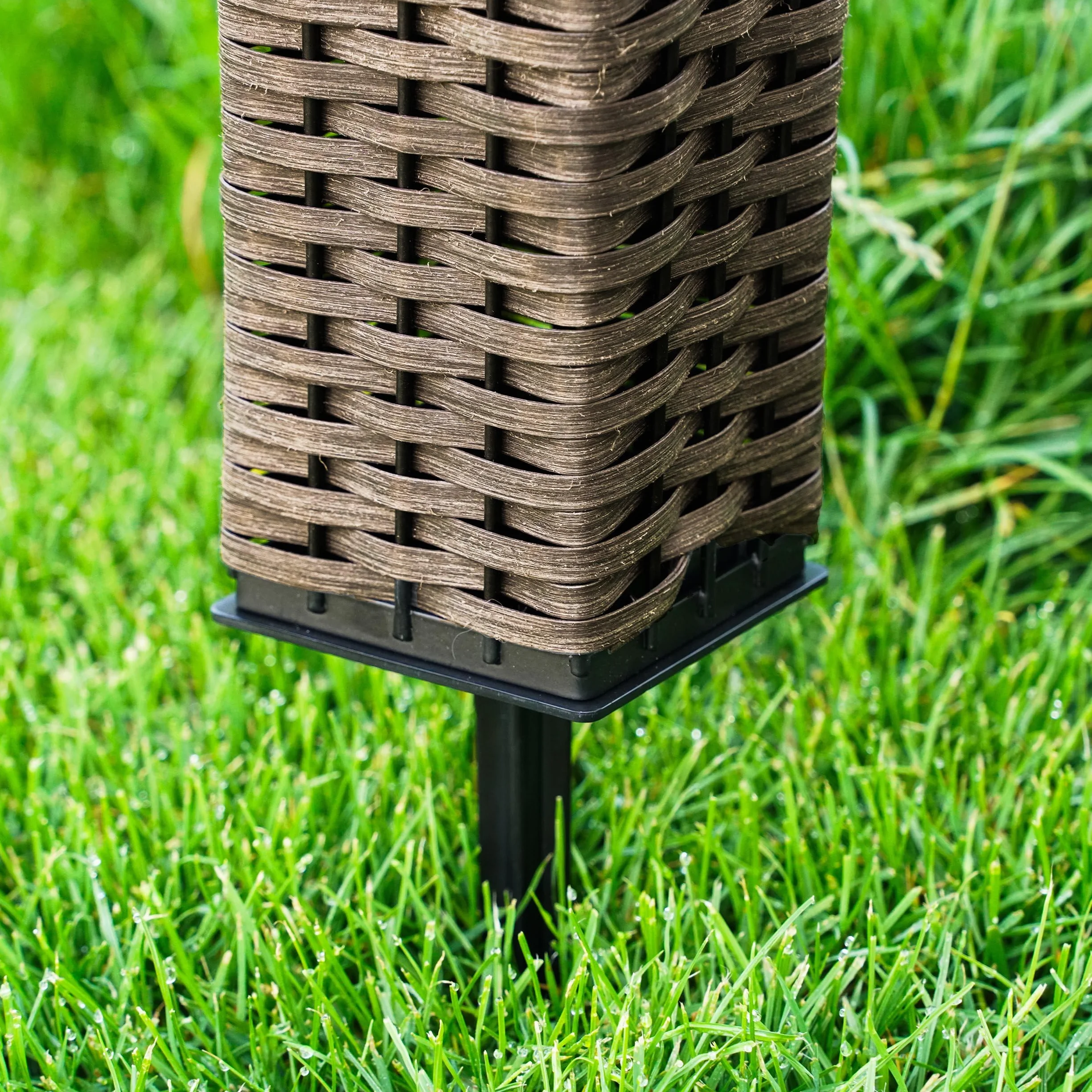Esotec 102073 solarna lampa stojąca, plecionka rattanowa, LED, akumulator, równomierny rozkład światła, lampa ogrodowa, latarnia solarna, oświetlenie ścieżki, lampy solarne, odporne na warunki