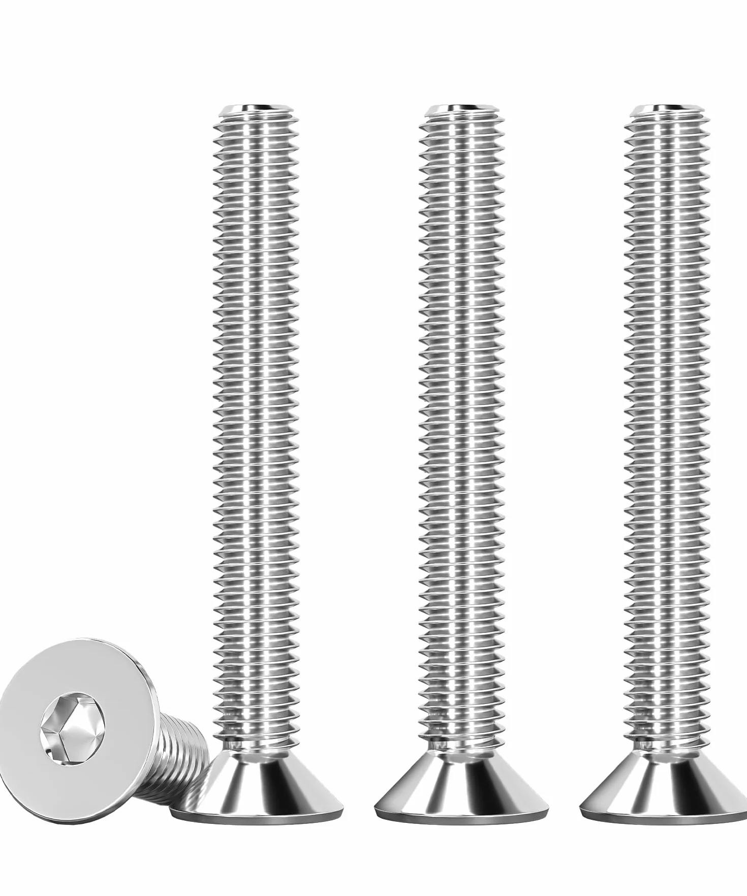 Drenky 25 sztuk śrub z łbem wpuszczanym M5 X 45mm Stal szlachetna V2A VA A2 z zagłębionym łbem DIN 7991 / ISO 10642 Śruba stal nierdzewna srebrna z wewnętrznym sześciokątem Śruba z łbem wpuszczanym