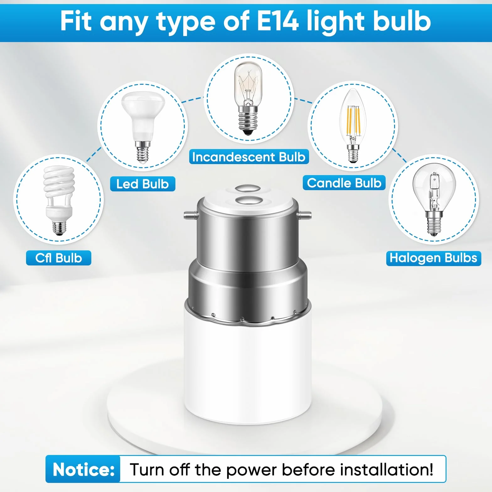 3 x B22 na gwint E14, B22 do E14, odporny na wysokie temperatury, 0~250 V, oprawka bagnetowa do żarówek LED, energooszczędna