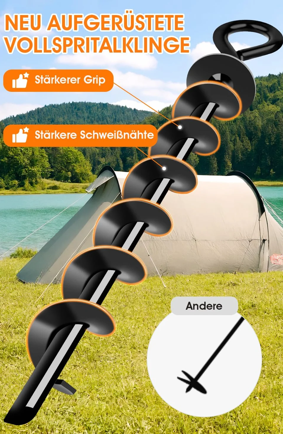 Kotwa gruntowa Heavy Duty – wytrzymała kotwa gruntowa 8 zestawów - Full&Wide Screw, zestaw do bezpiecznego mocowania w podłożu, do mocowania trampoliny, baldachimu, huśtawki itd