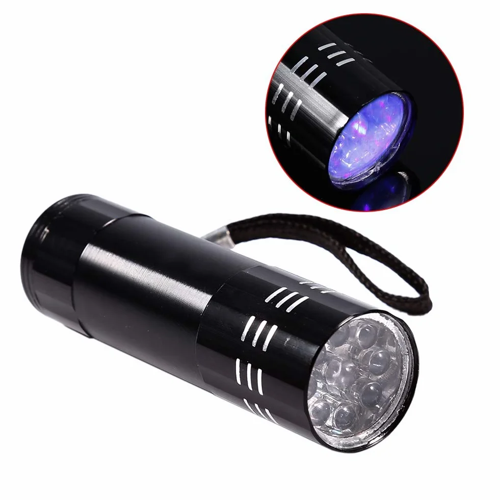 SUNGOOYUE Podświetlenie Detektora LED, 9 LED Ultra Violet UV Lampa Lampa dla Zwierząt do Zwierząt Moczowych na Dywan lub podłogę
