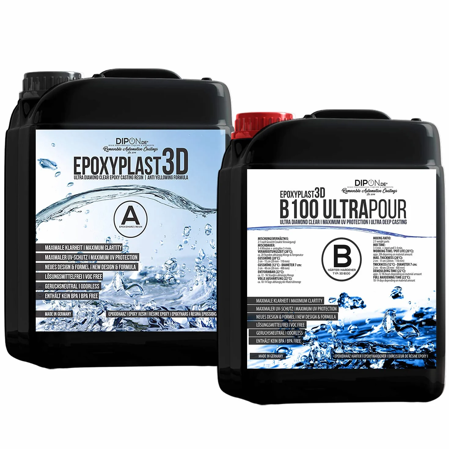15 kg żywica epoksydowa 3D B100 Ultra POUR 11 cm (110 mm) wysokość odlewania dla rywertycznych I ultra diamentowa I maksymalna ochrona UV I żywica odlewnicza I przezroczysta I żywica epoksydowa I stół