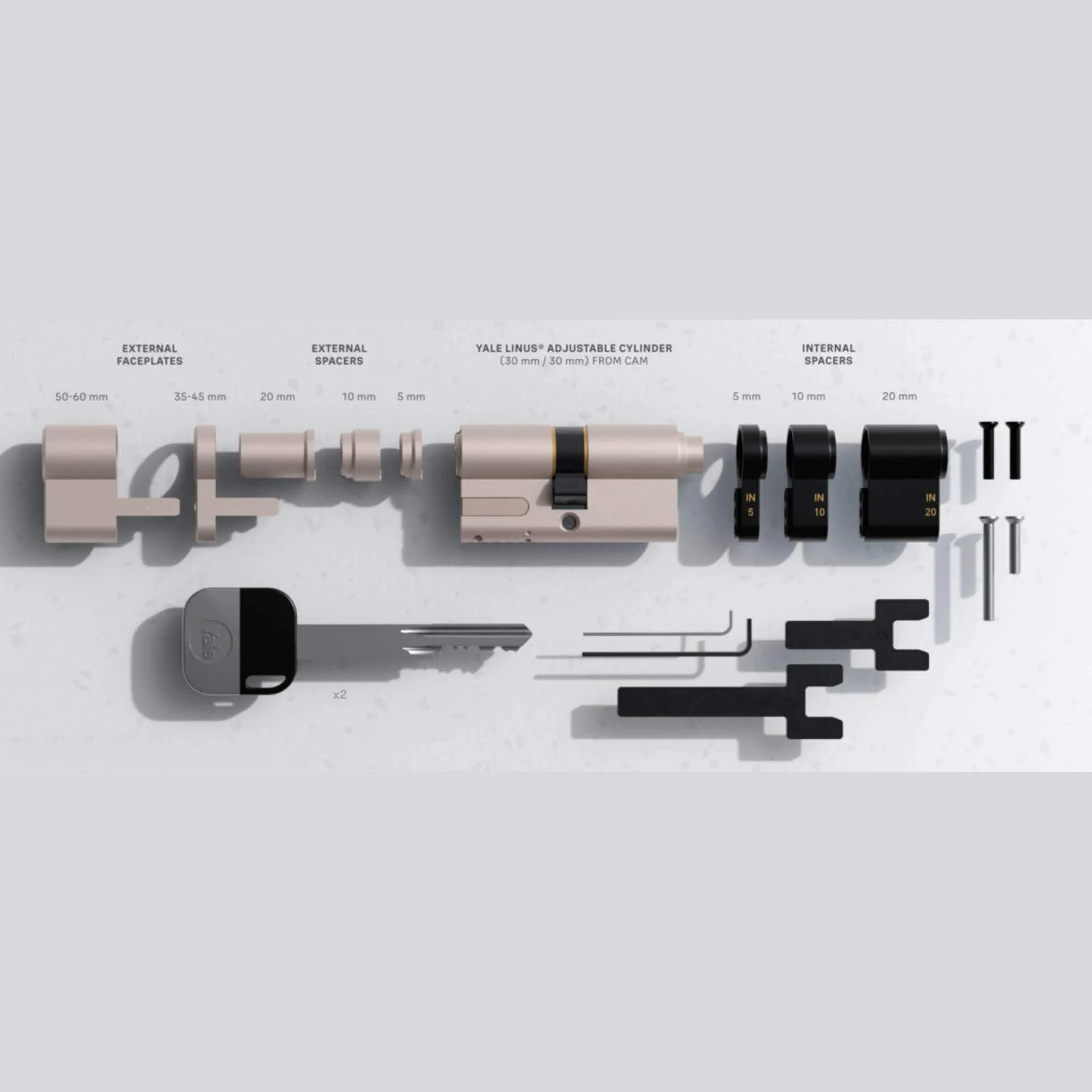 Yale 05/501000/SN Linus Adjustable Cylinder - Regulowana Wkładka do Inteligentnego Zamka Yale Linus Smart Lock