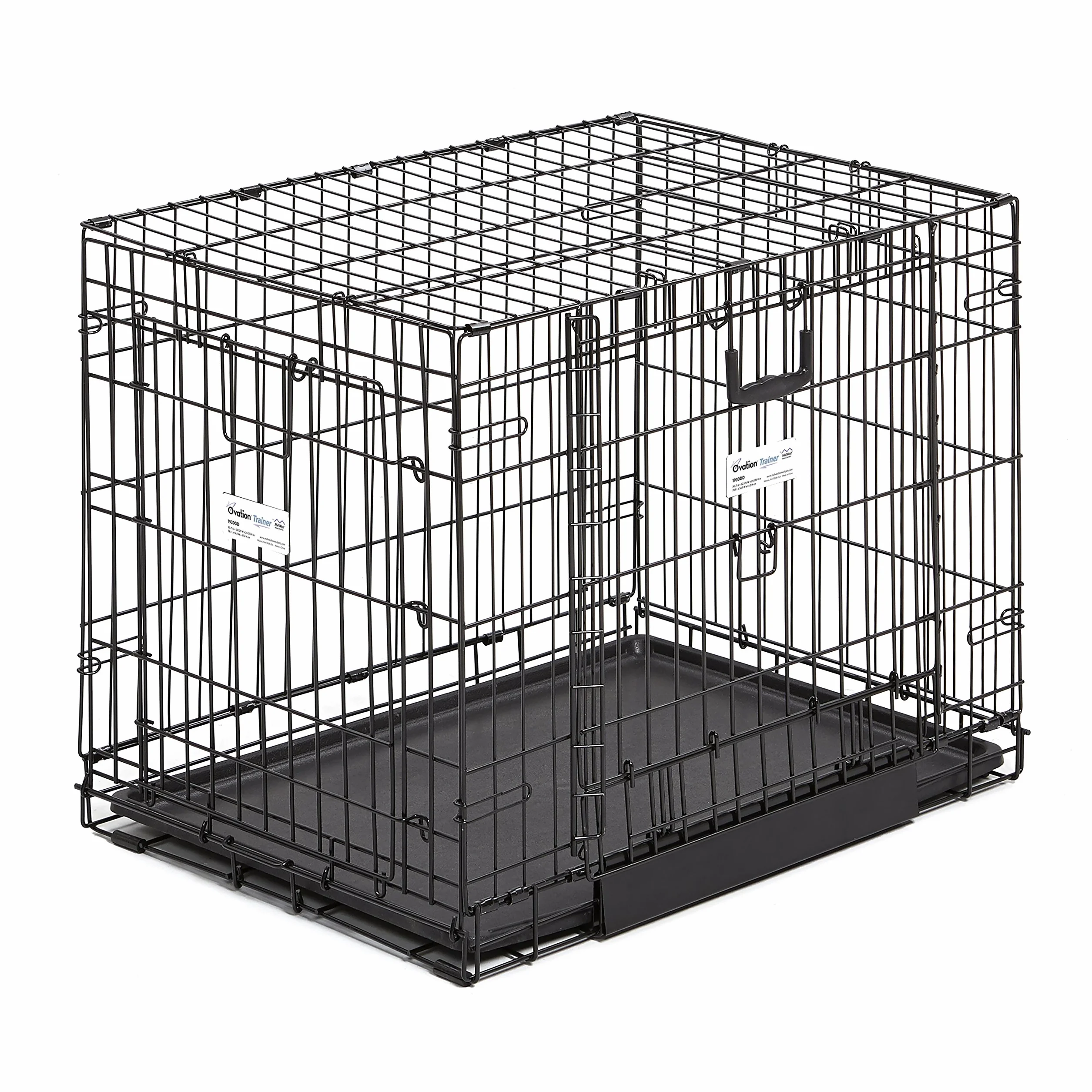 MidWest Homes for Pets Medium Ovation Double Door 30-inch Folding Metal Dog Crate, Front and Up & Away Side Doors, Space-Saving Design