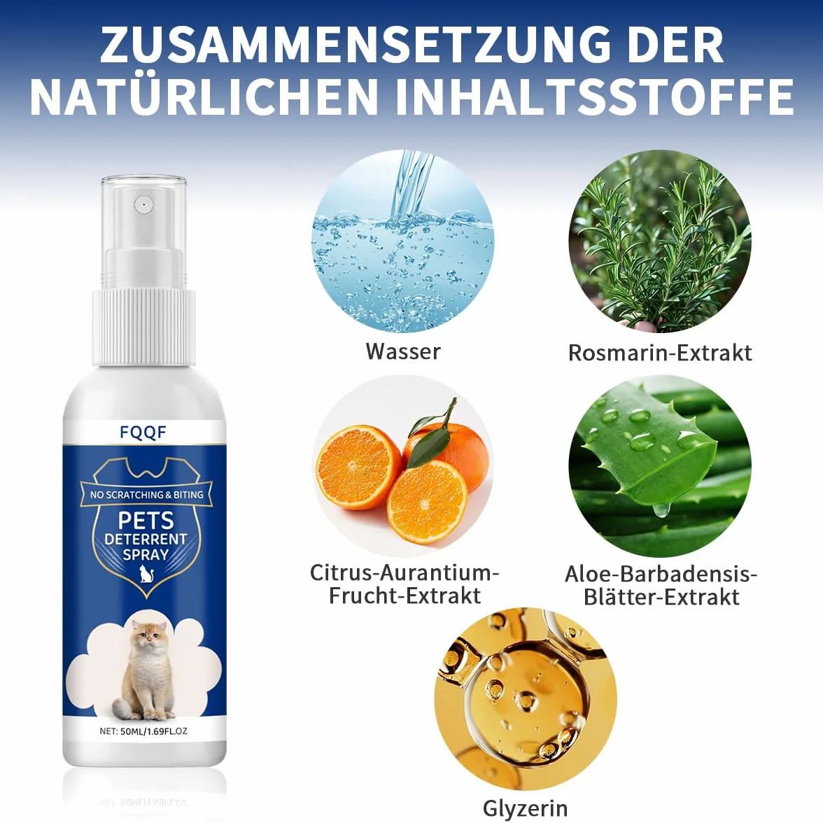 Spray do odstraszania kotów, odporny na zarysowania, do użytku wewnątrz i na zewnątrz, wysoce skuteczny, naturalne składniki, oddawanie moczu i zarysowania, 50 ml