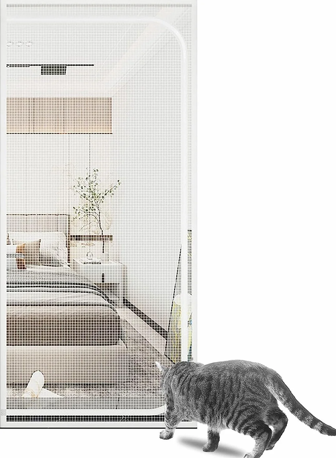Moskitiera magnetyczna do drzwi dla zwierząt domowych, do okien, drzwi i balkonów, wiele rozmiarów (szer. 100 x 220 cm) – łatwa instalacja utrzymuje robaki na zewnątrz, idealna dla kotów i psów