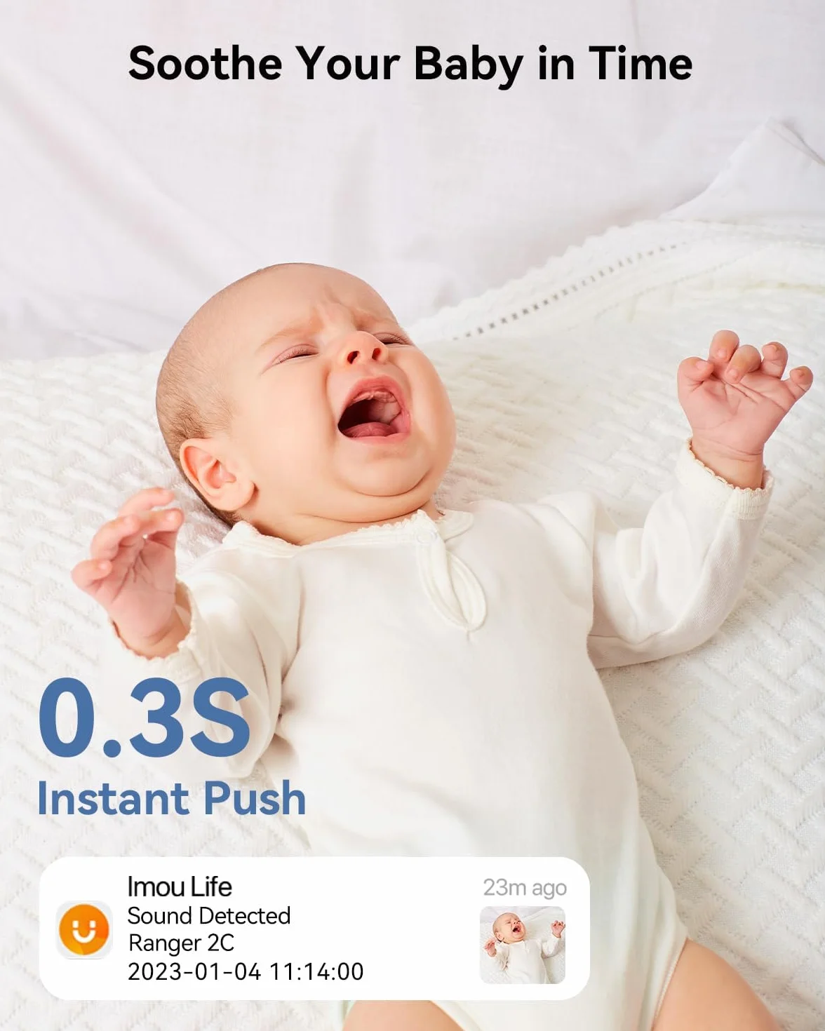 Imou Kamera monitoringowa 2,5 K, do użytku wewnątrz 360°, Wi-Fi, kamera dla niemowląt z AI, rozpoznawanie hałasu/ruchu, widoczność w nocy, kamera do monitoringu psa, aplikacja z dwukierunkowym