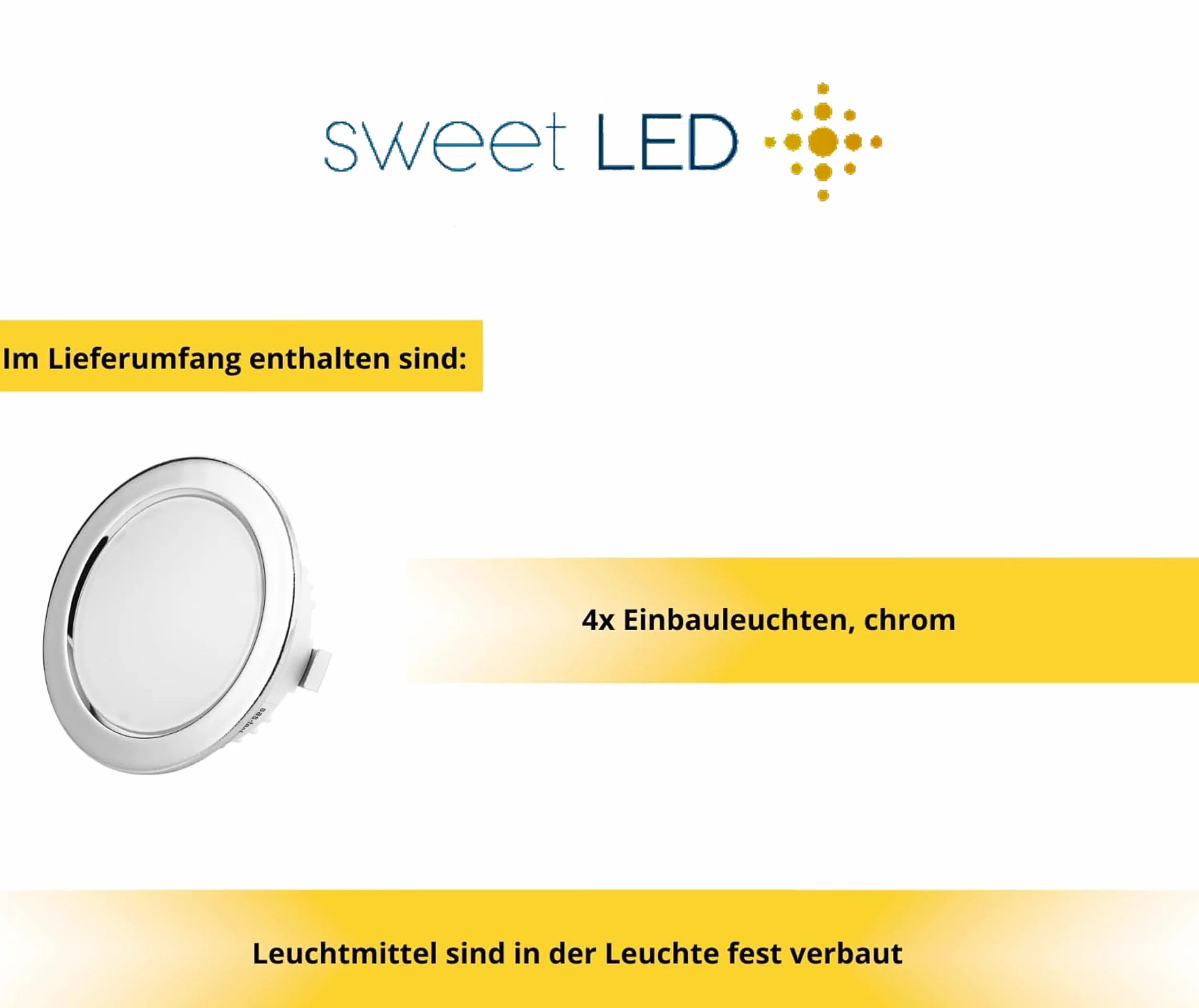 sweet-led zestaw 4 szt. mini ultra płaskie okrągłe lampy meblowe do zabudowy, IP44 ochrona przed pryskającą wodą - wilgotne pomieszczenia, wpuszczany reflektor LED do mebli w kuchni i łazience, reflektor punktowy spot, ledowe oczko 250 lumenów 3.5W 12 V (