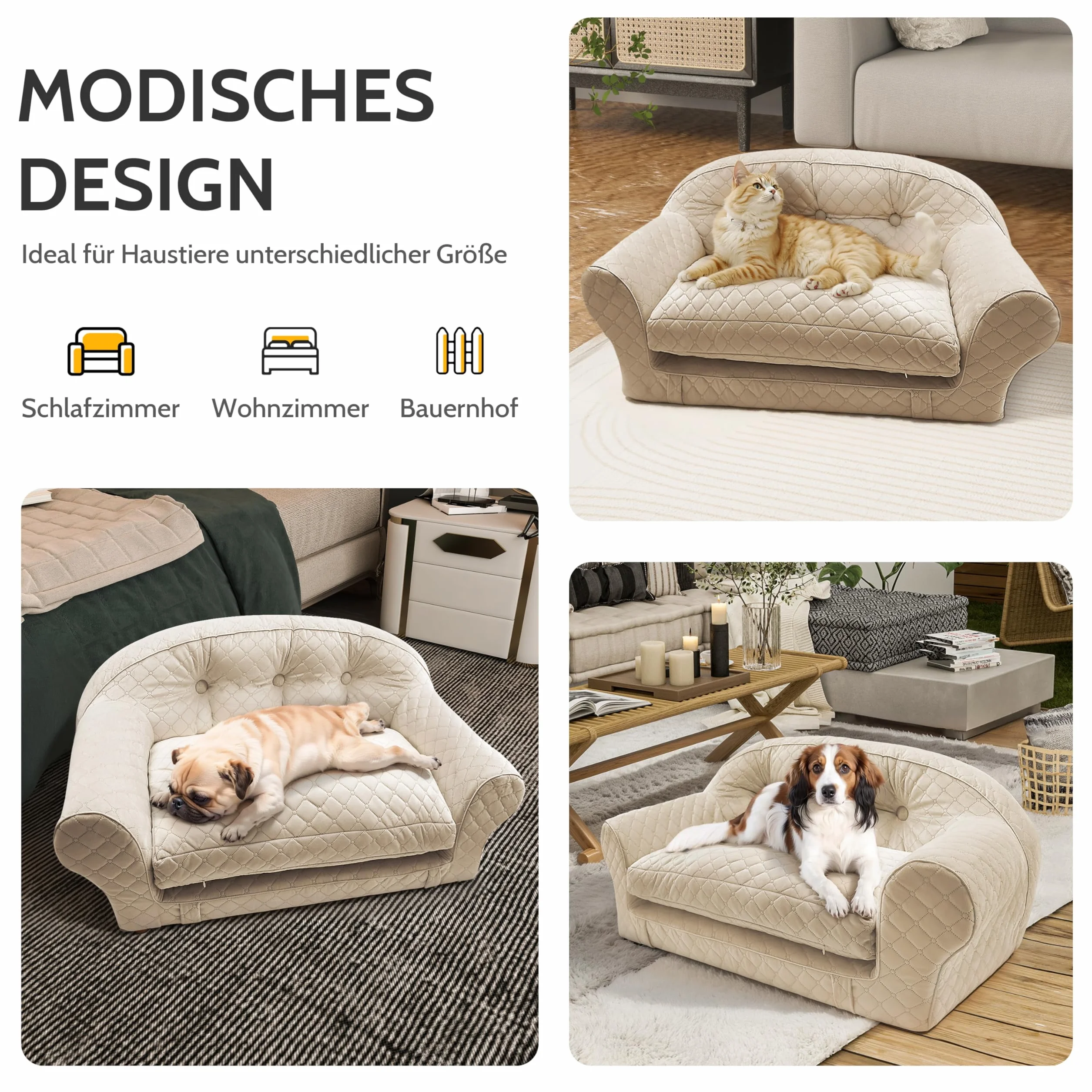 Sofa dla średnich i dużych psów, dł. 100 x 45 x 55 cm, z gąbki i aksamitu, luksusowa sofa, nowoczesna, flanelowa sofa