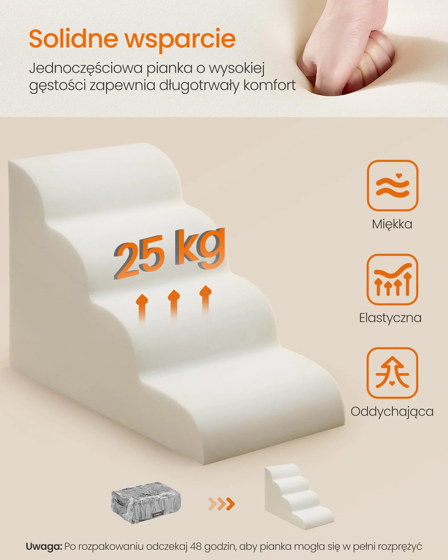 Feandrea Schody dla psa, 4 stopnie, sztruks waflowy, schody dla zwierząt, antypoślizgowe, niskie nachylenie, zdejmowana, zmywalna osłona, uchwyt, gołębia szarość PPS014GD01
