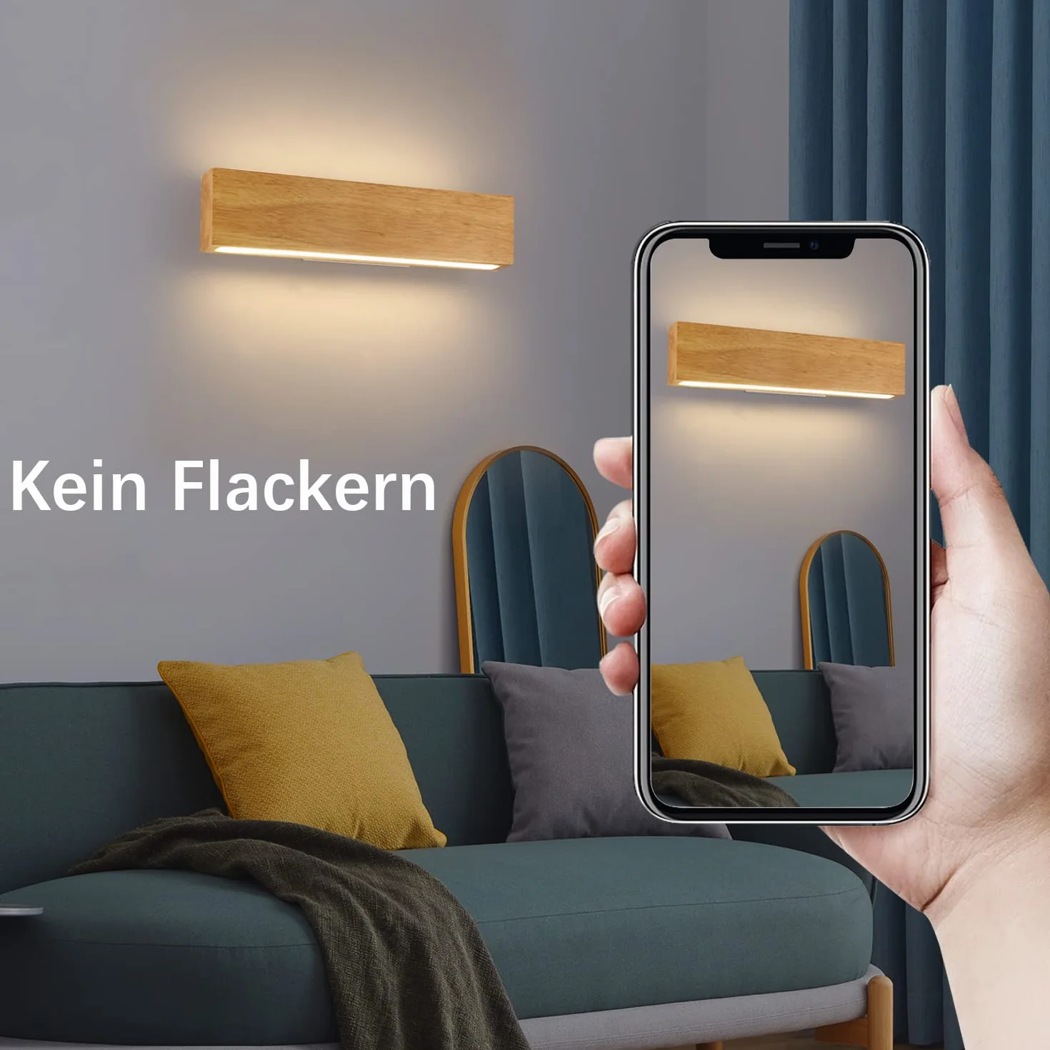 ZMH LED Wall Light Kryty kinkiet 32CM Drewniana 10W 3000K Ciepła biała Oświetlenie ścienne