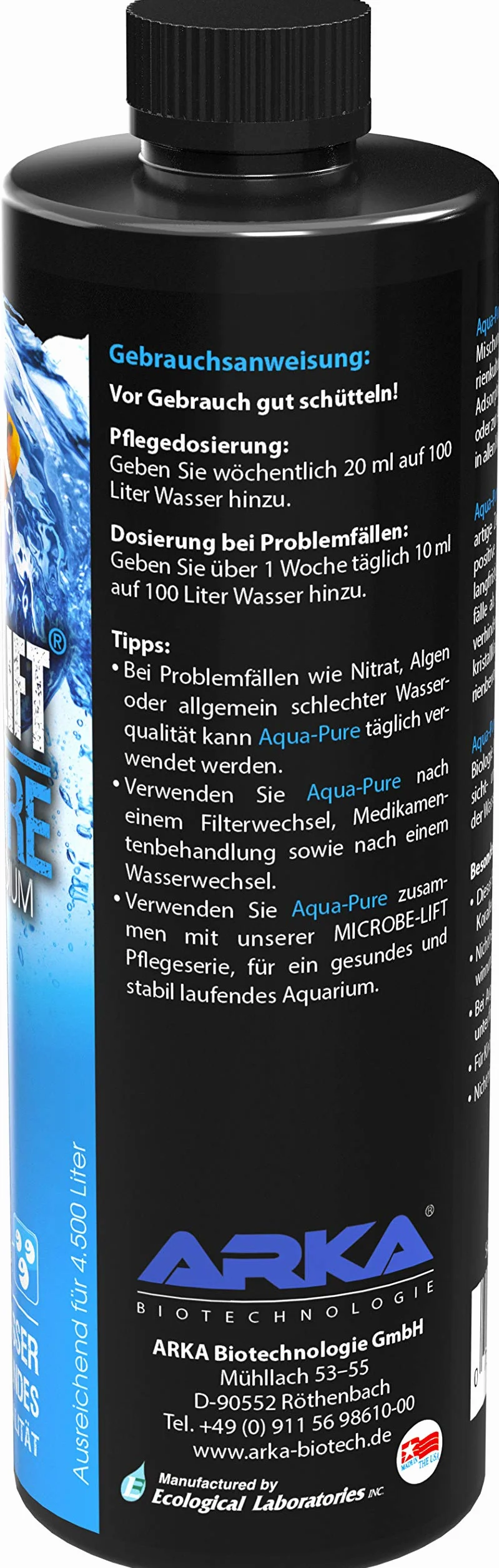 Microbe-Lift® - Aqua Pure | Płynny środek zapobiegający zakłóceniom dla krystalicznie czystej wody | 100% naturalny z bakteriami | Do wszystkich akwariów | Zawartość: 473ml