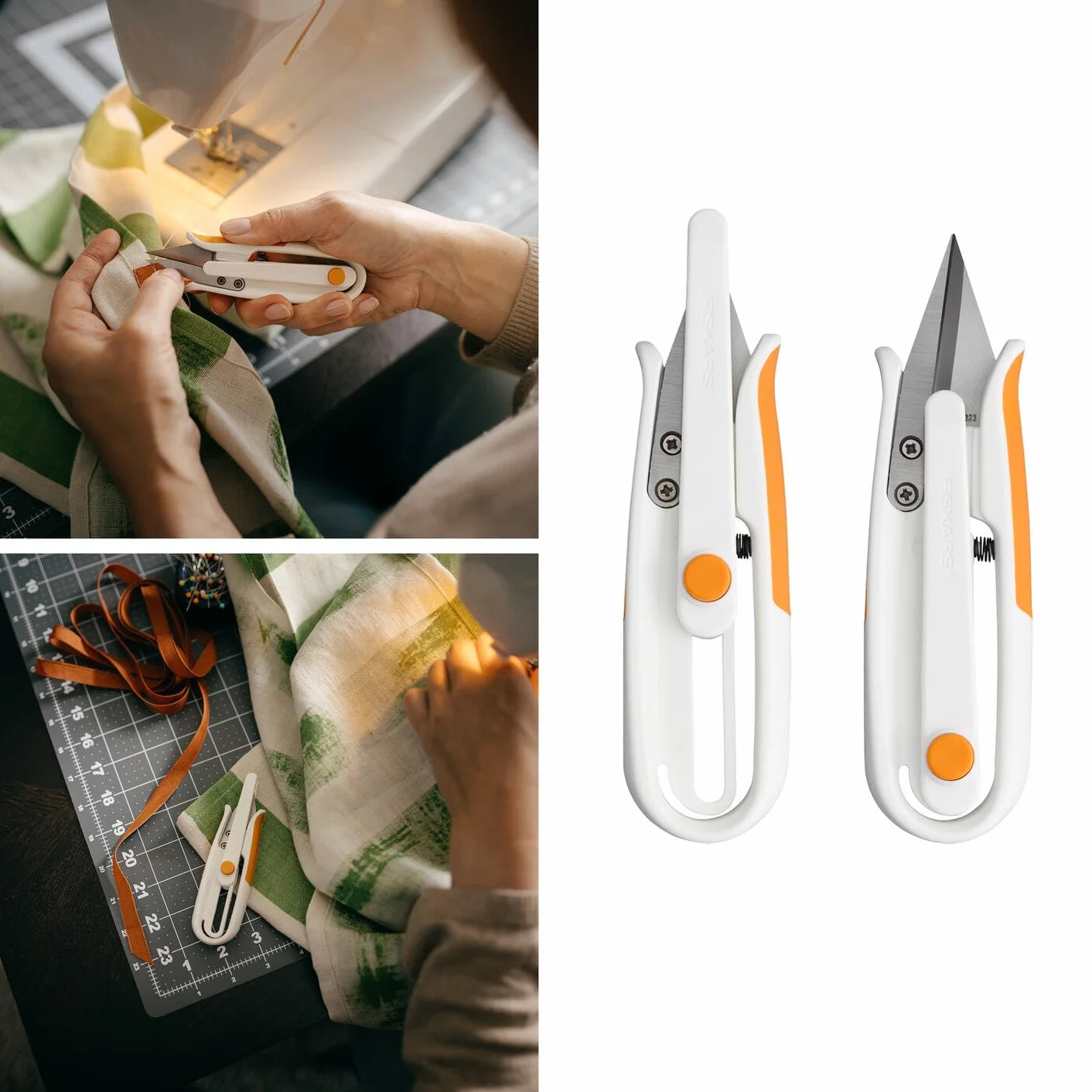 Fiskars Nożyczki do obcinania nici Softgrip, nożyczki do obcinania nici dla osób prawo- i leworęcznych, długość: 12,7 cm, ostrza ze stali nierdzewnej/plastikowe uchwyty, białe, 1070023