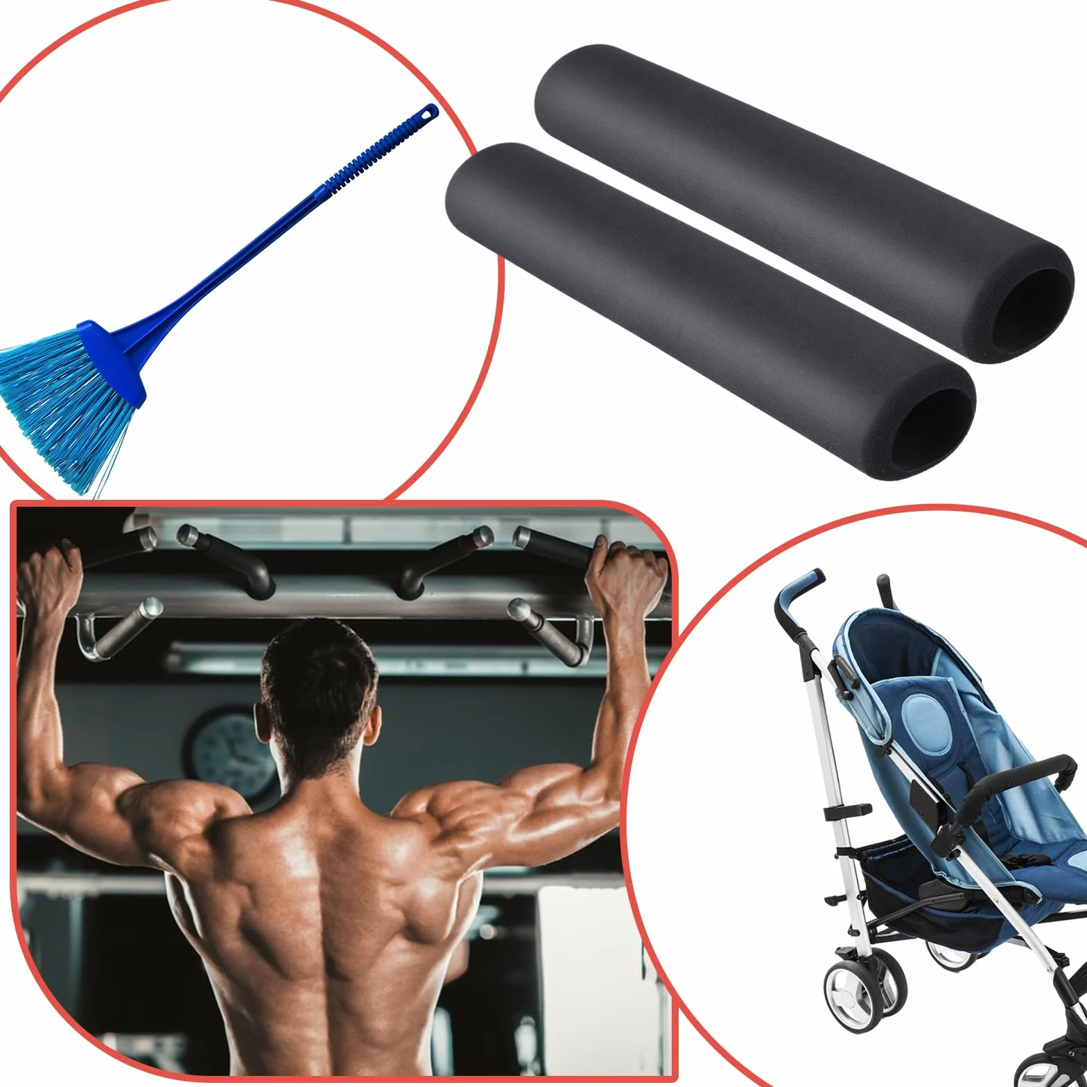 Prasacco 1 para uchwytów piankowych, rurki piankowe do podparcia, osłona izolacyjna do fitnessu, roweru