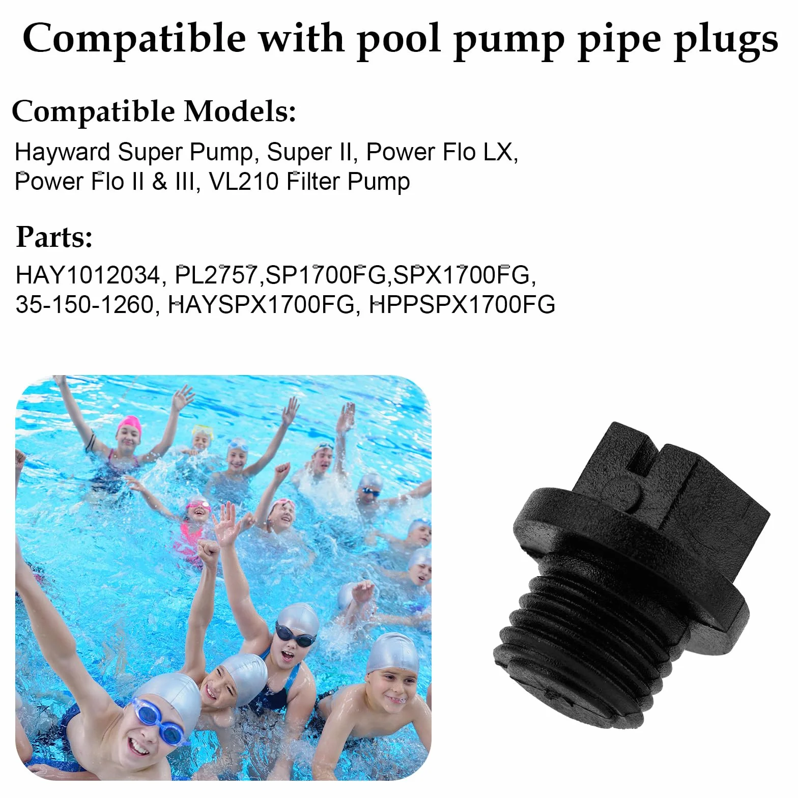 6szt SPX1700FG Korek Spustowy Basenu, Zastępczy Korek Pompy Basenowej Uszczelkami Kompatybilny z Hayward Super Pump/Power-Flo LX/Power Flo II/Max Flo