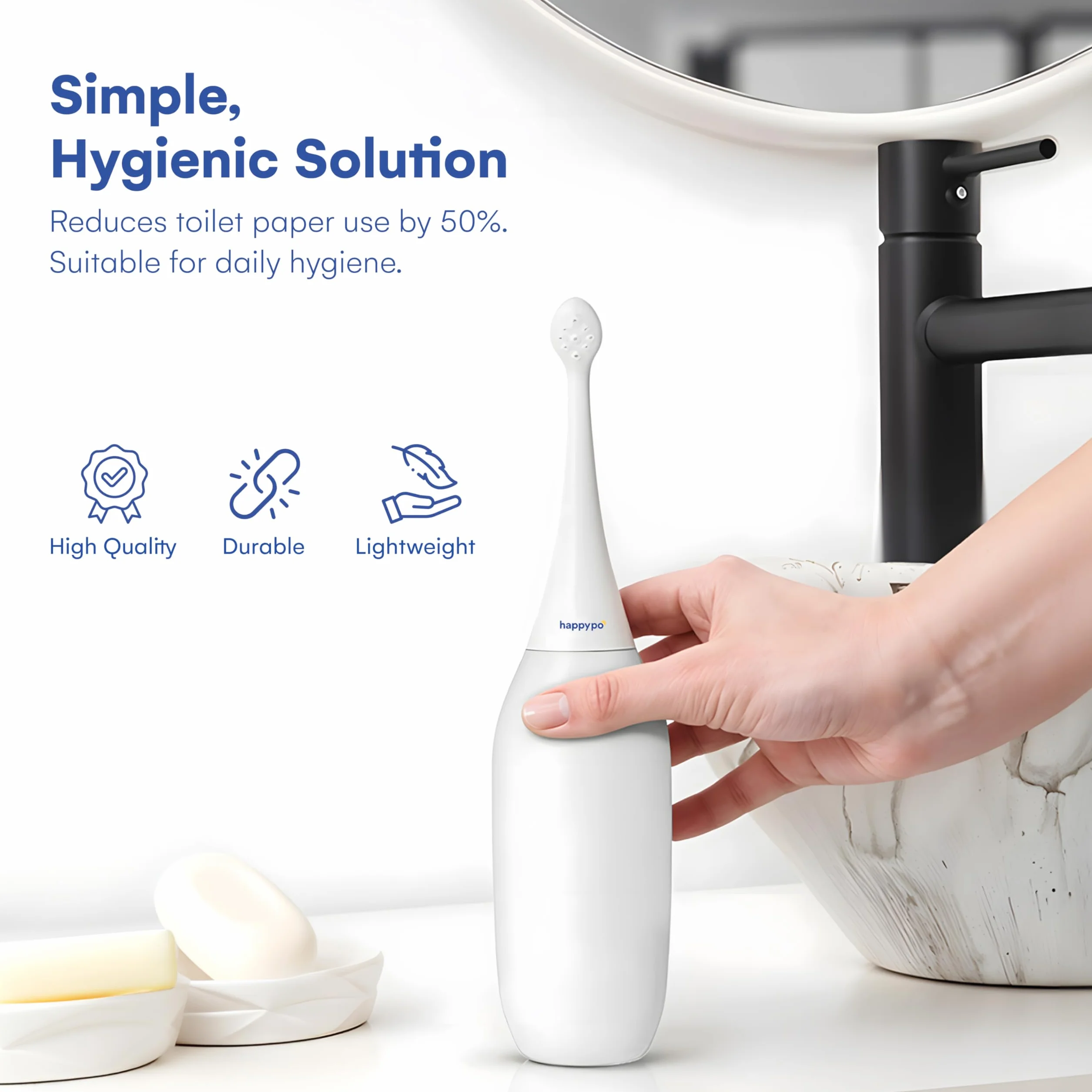 Happypo Po Shower 2.0 mobilny bidet podróżny intymny prysznic biały Easy-Bidet