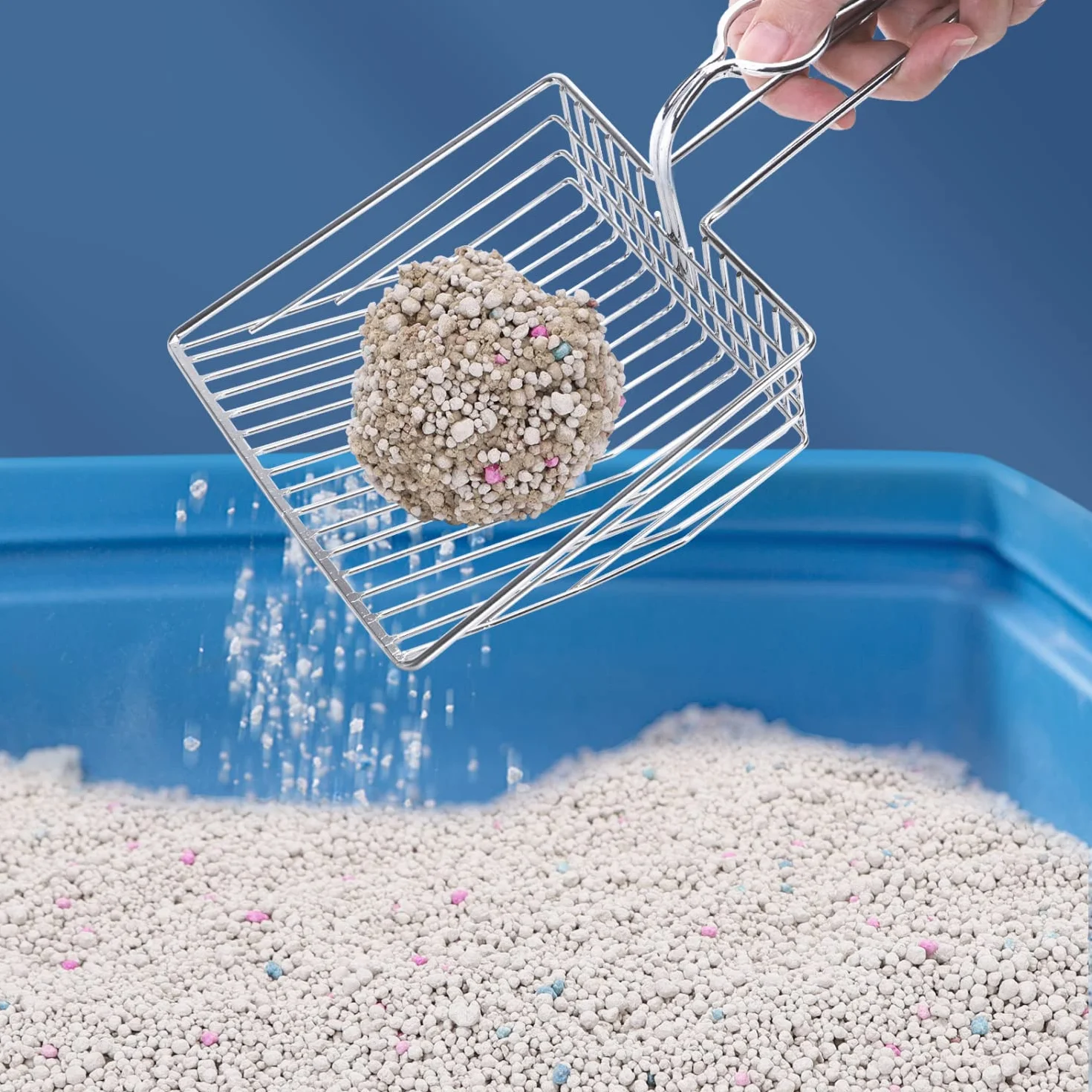 Nobleza Łopatka do żwirku dla kota, 2 Minute Clean One Litter Box, Metallic Cat Litter Scooper