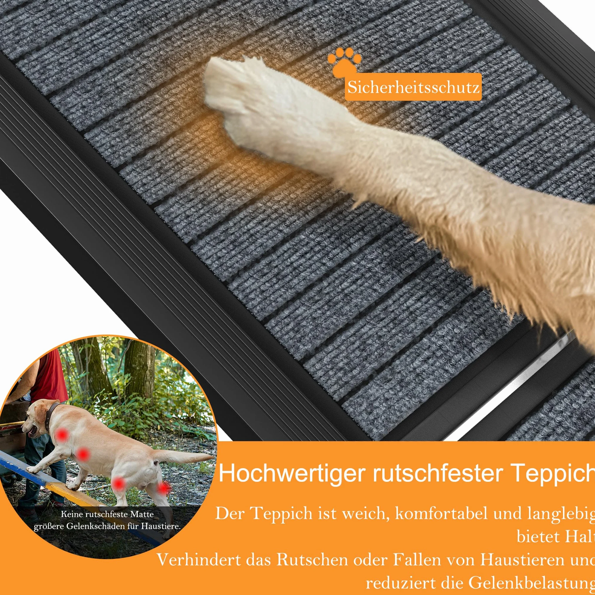 XMTECH Składana rampa dla psów, 157 cm, rampa samochodowa dla psów, do bagażnika, do samochodów, ciężarówek i SUV, do 110 kg, lekka, stabilna, antypoślizgowa, czarna