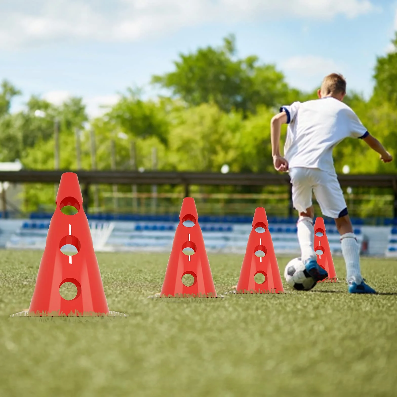 ACXIN Zestaw 6 płotków sportowych, 12 stożków + 6 drążków, zestaw przeszkód do wbijania, trening koordynacyjny dla dzieci, psów, sporty zespołowe, piłka nożna, stożek wielofunkcyjny, wysokość: 32 cm