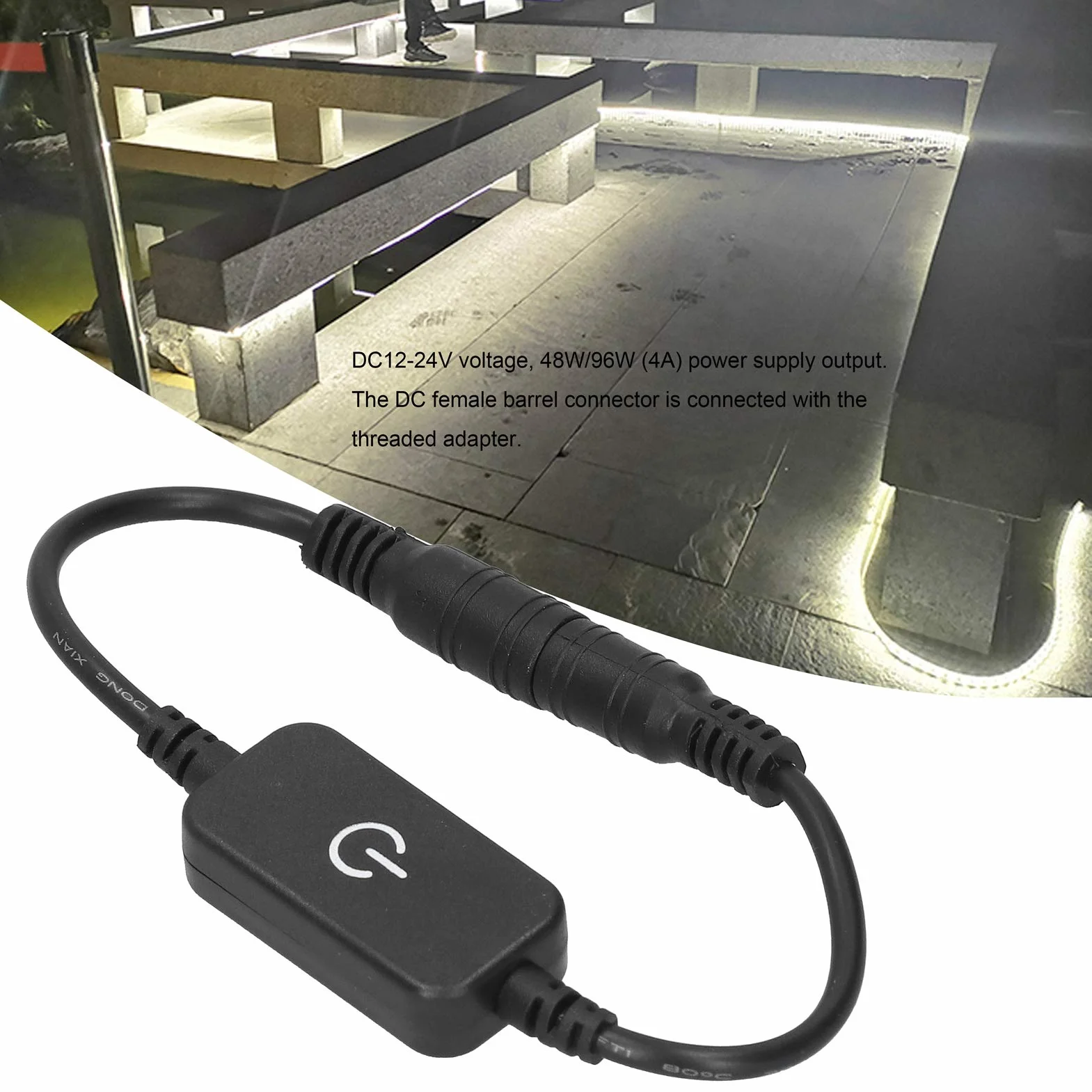 2 sztuk Mini LED Strip Ściemniacz dotykowy 1ft Przewód Pojedynczy Kolor Ściemnianie Włącznik Wyłącznik Kontroler DC 12 V-24 V.