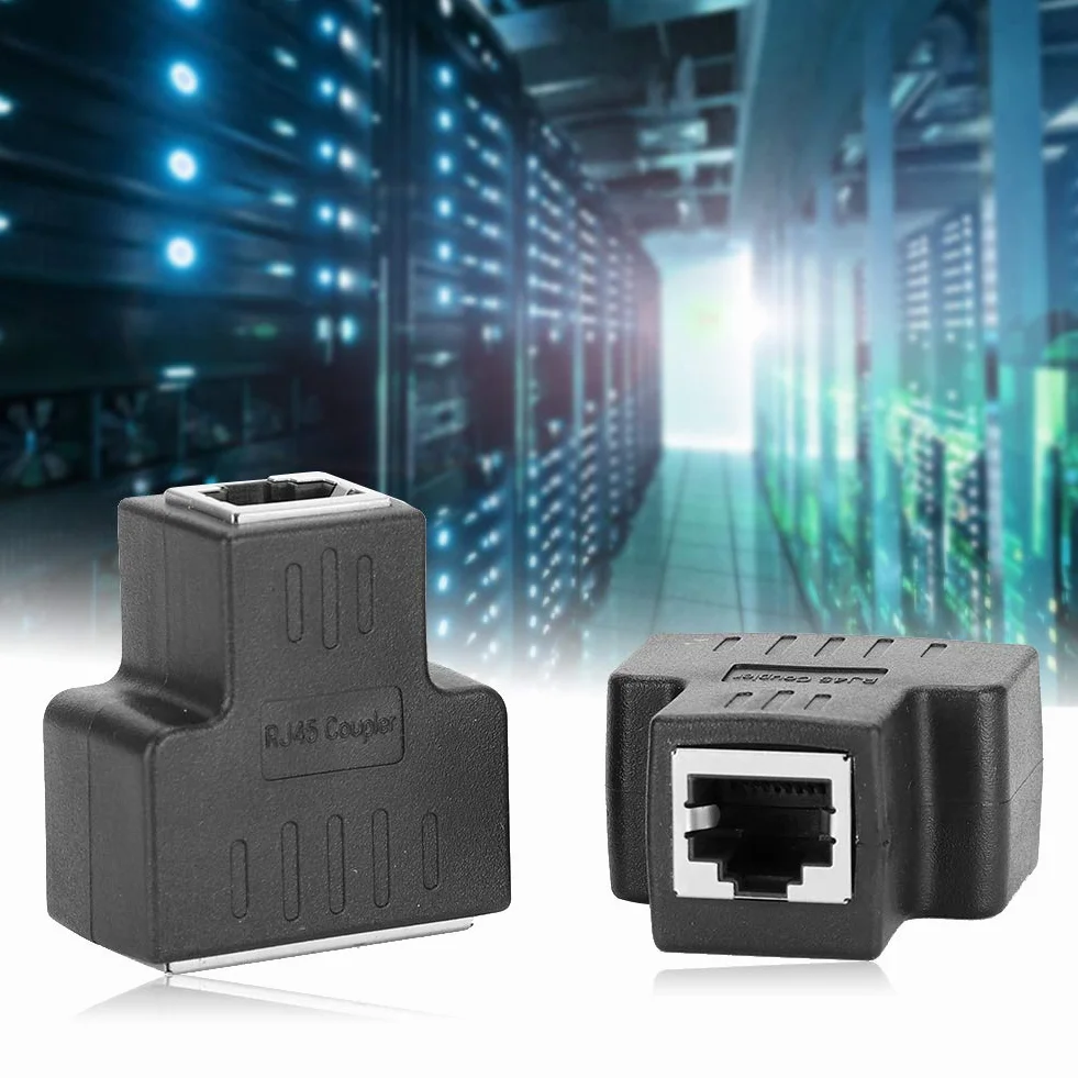 Przełączniki, 2 szt. adapter kabla Ethernet 1 cal 2-out RJ45 żeński interfejs LAN złącze przedłużacz kabla rozdzielacz do przewodu internetowego