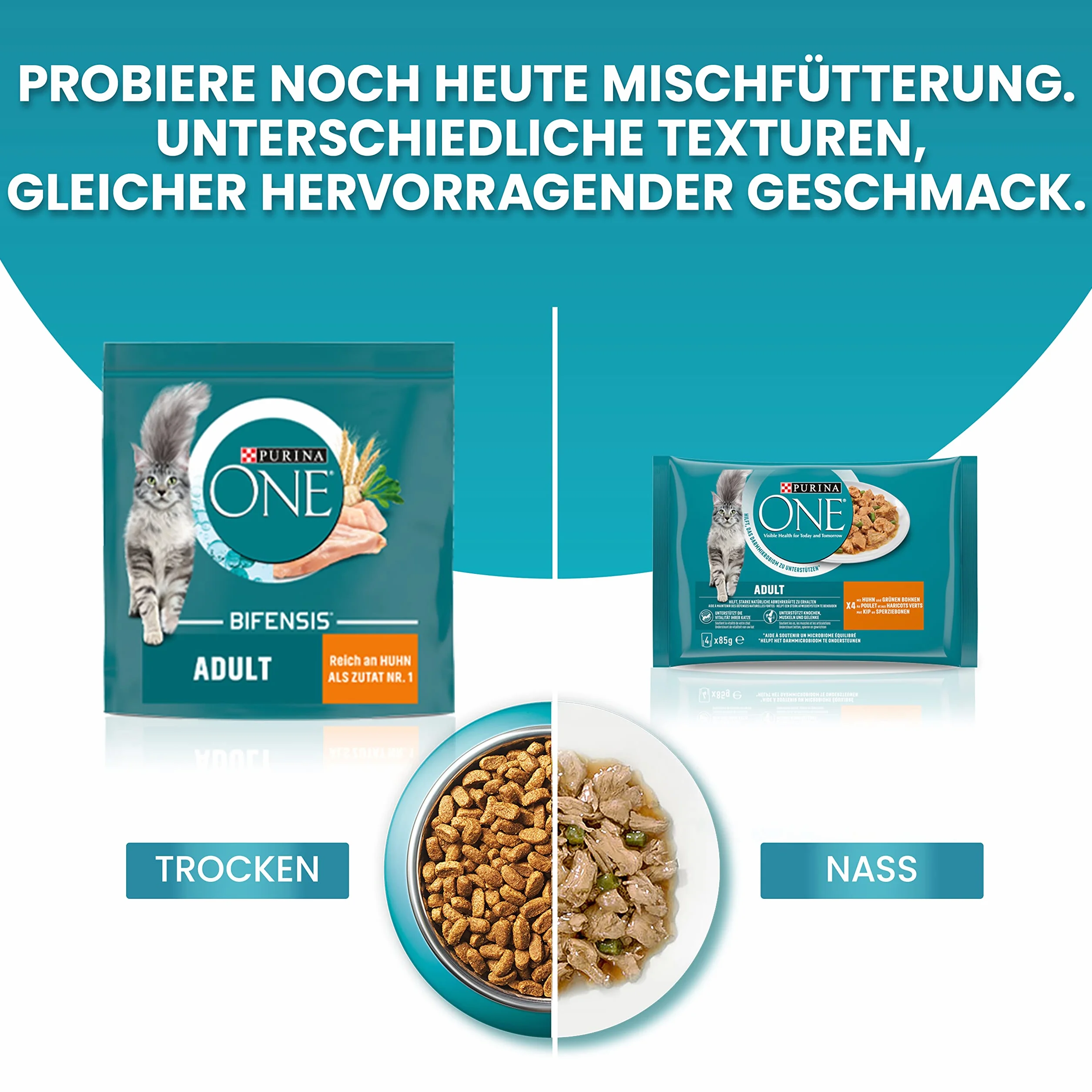 ONE BIFENSIS Coat & Hairball karma dla kotów sucha, bogata w kurczaka, 6 sztuk (6 x 750 g)