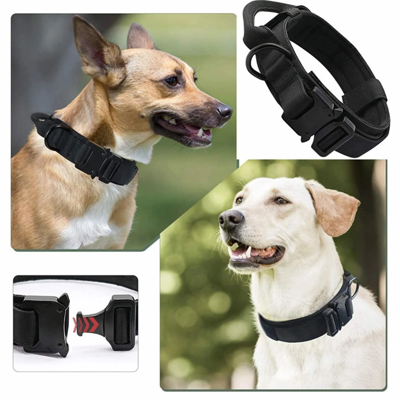 Obroża zewnętrzna nylonowa dla psa średniego i dużego M 36-48 cm do biegania i wędrówek