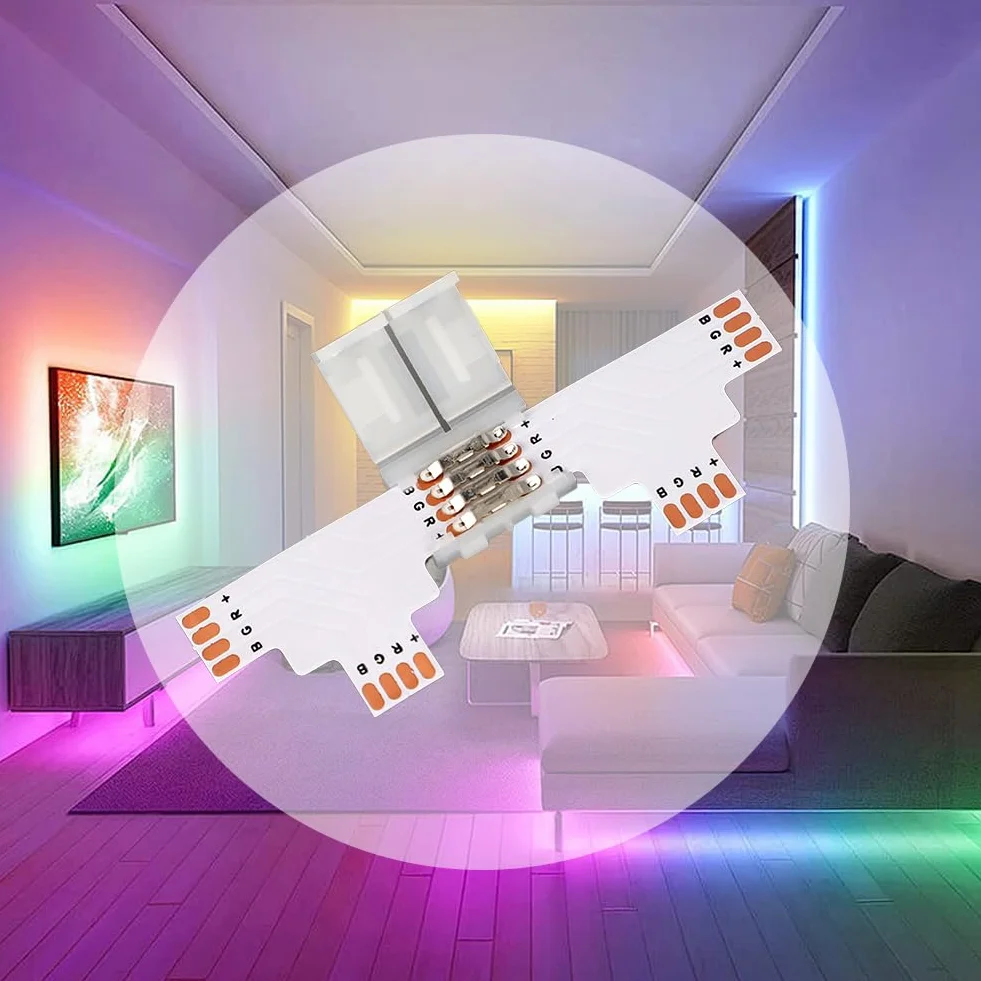 DASIAUTOEM Łącznik do taśm LED, 4-biegunowe, 8 mm, łączniki narożne LED, 20 sztuk, 4 T, złącze narożne typu L, złącze LED do taśm LED do taśm LED o szerokości 8 mm (nowoczesne)