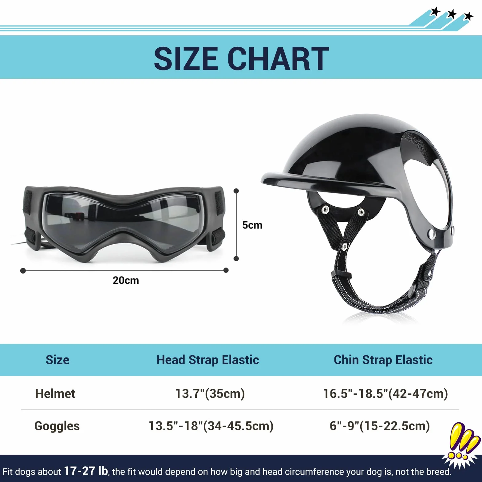 NAMSAN Okulary przeciw UV dla psów z kaskiem dla zwierząt domowych, wiatroszczelne ochrona oczu, okulary przeciwsłoneczne dla psów, fajny kask motocyklowy dla zwierząt domowych dla małych/średnich