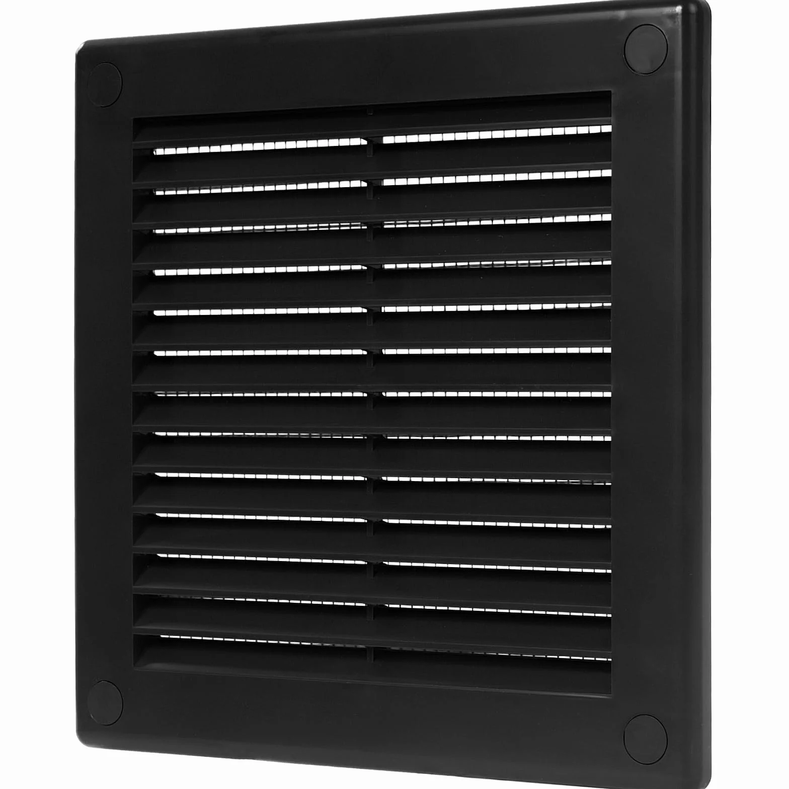Repa Market 150 x 150 mm (rozmiar zewnętrzny) czarne kwadratowe osłony na ściany – plastikowe otwory wentylacyjne wlotowe – osłona grilla z nylonową siatką – kratki wentylacyjne sufitowe HVAC