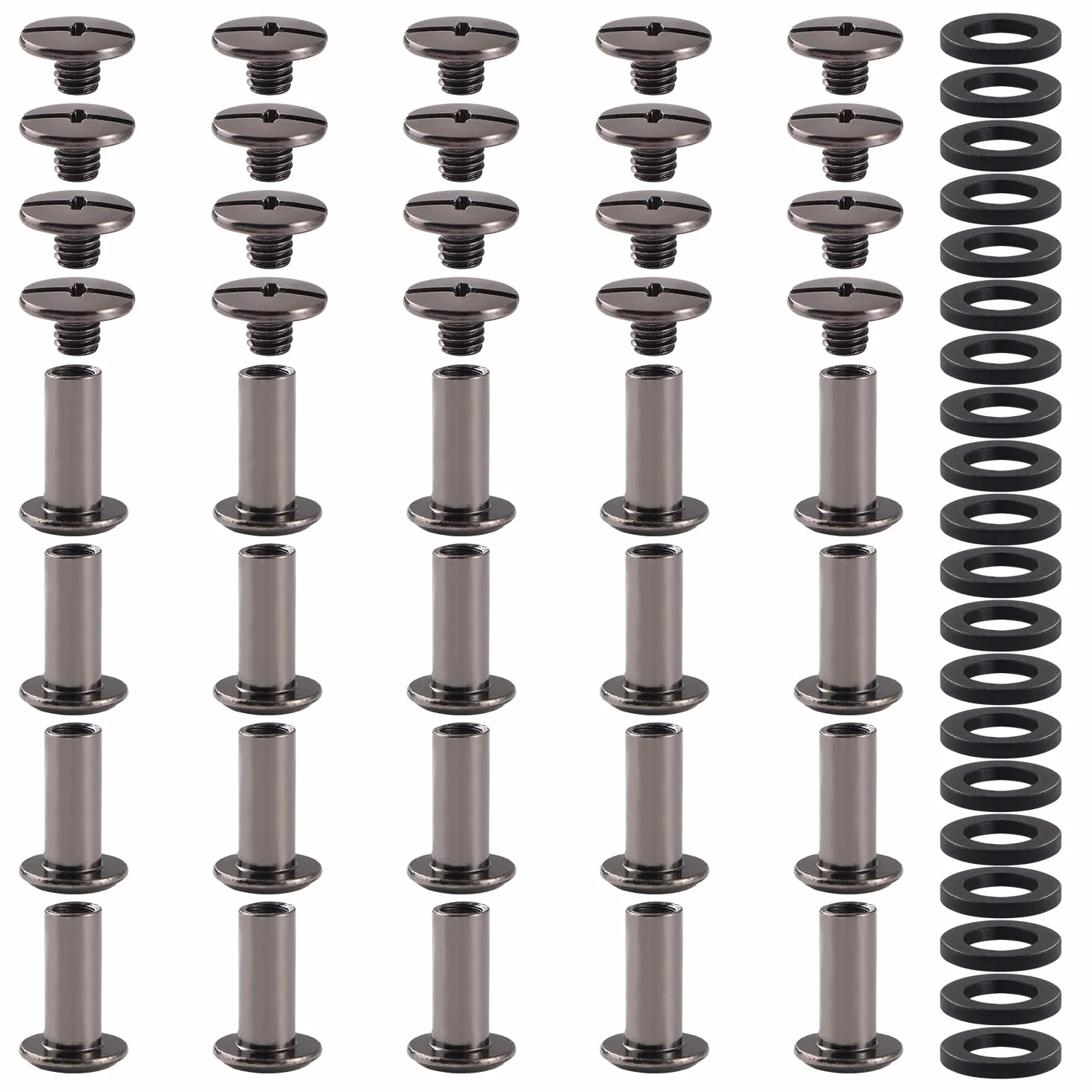 YIXISI 20 Zestaw M5x12mm Zestaw Śrub do Oprawy Chicago, Zestaw Śrub do Oprawy Książek, Śruby do Oprawy Chicago, do Dekoracji Skóry, Czarny Nikiel