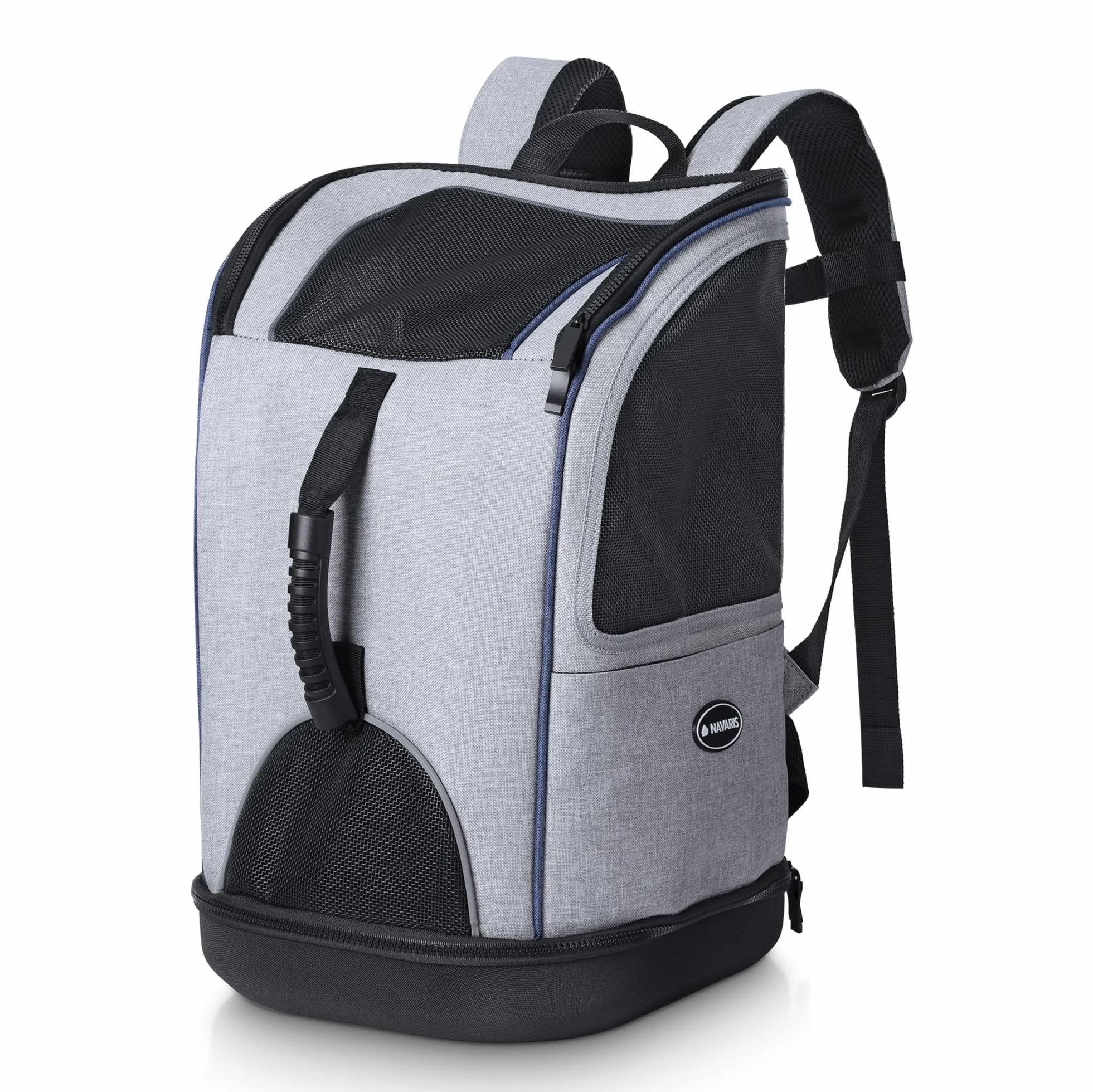 Navaris 2w1 plecak dla psa i kota, wyściełany - plecak dla psa i kota - torba do przenoszenia - 30 x 30 x 46 cm - plecak dla zwierząt domowych do 10 kg - szary