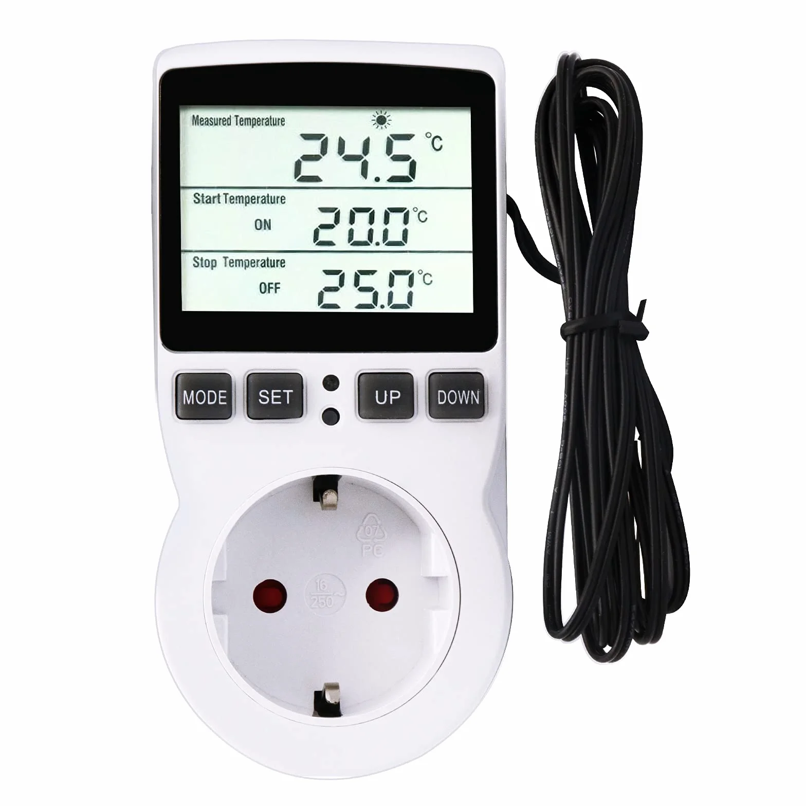 RUIZHI Cyfrowy regulator temperatury Termostat Terrarium z timerem i sondą chłodzącą do lodówki, akwarium, inkubator gadów (EU