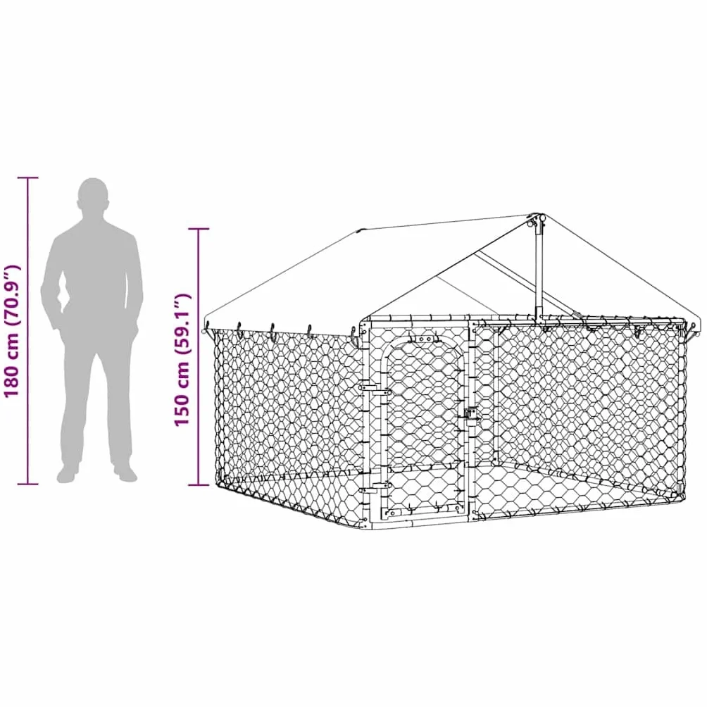 vidaXL Kojec dla psa z zadaszeniem, 200 x 200 x 150 cm, kojec dla psów, klatki dla psów, zagrody dla psów, klatka dla psa, zagroda dla psa