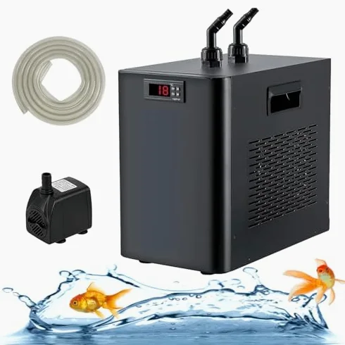 Chłodziarka wodna 1/10 HP do akwarium 160 l/300 l/500 l, cichy agregat chłodzący do zbiorników rybnych, idealny do kąpieli lodowych, wydajny system chłodzenia