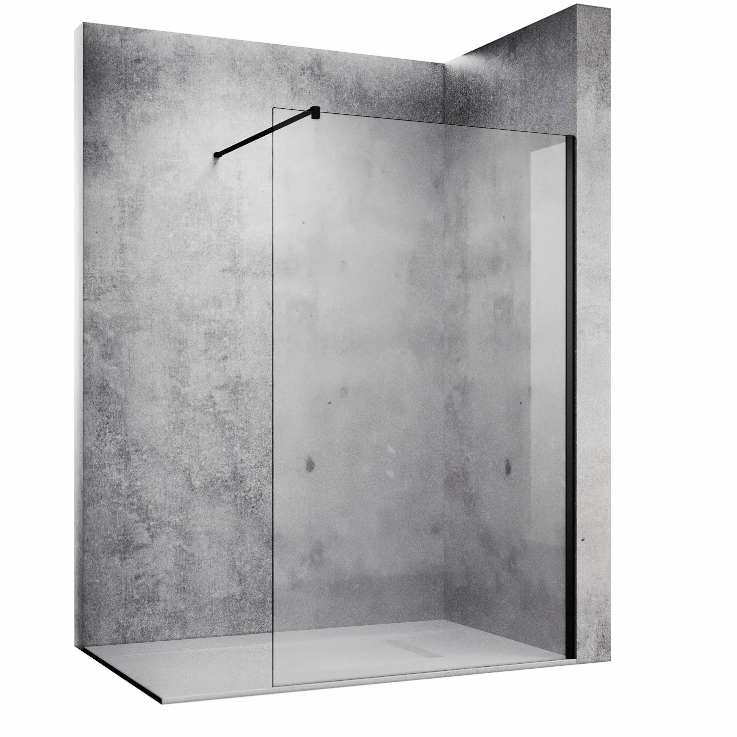 SONNI Ścianka prysznicowa 120 x 200 cm czarna matowa czerń szkło nano 10 mm ze stabilizatorem