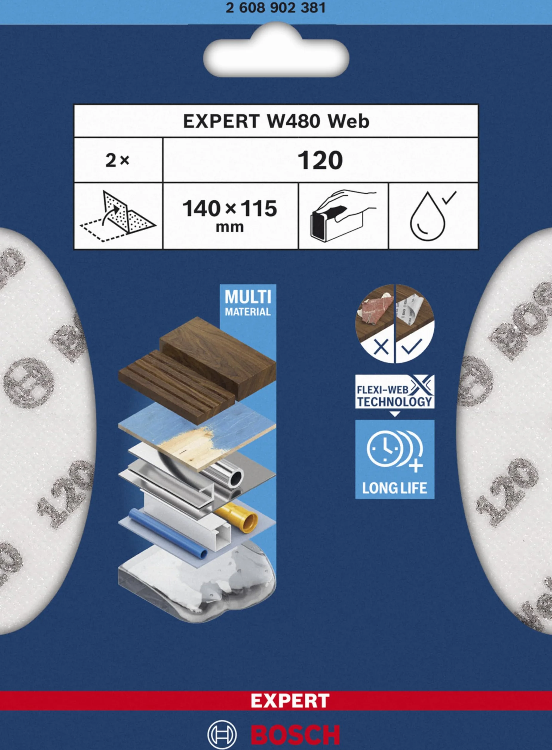 Bosch EXPERT W480 tarcza szlifierska ręczna Ø 115 x 140 mm ziarnistość 120