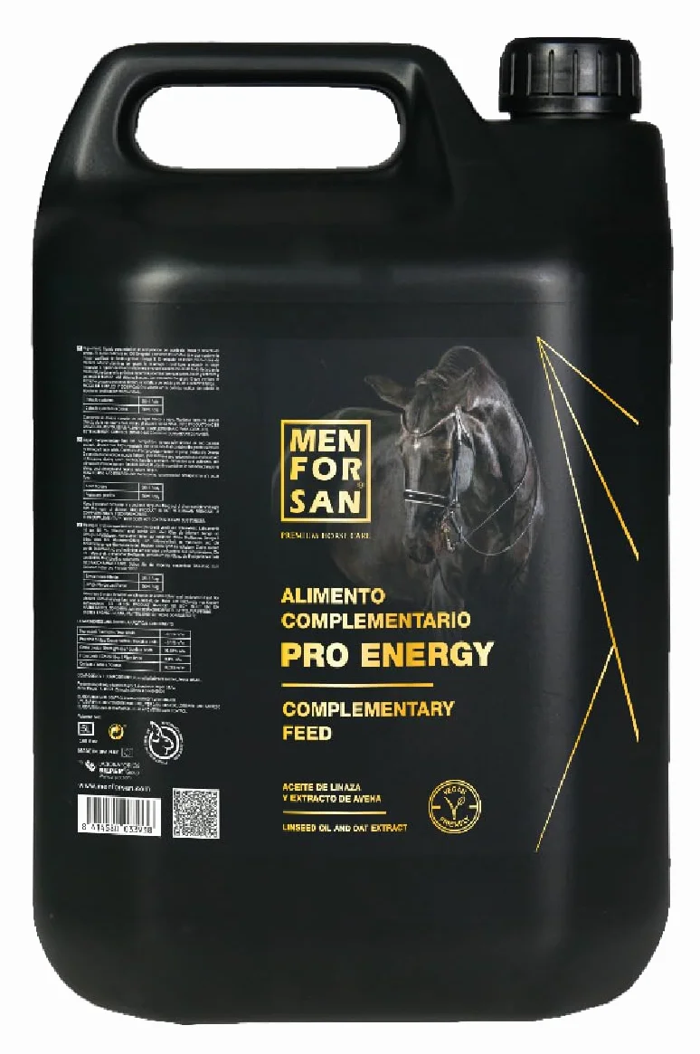 MENFORSAN Pro Energy pokarm uzupełniający dla koni, 5L | Energia i witalność | Przyjazny dla wegan, w 100% naturalny | Pielęgnacja koni premium