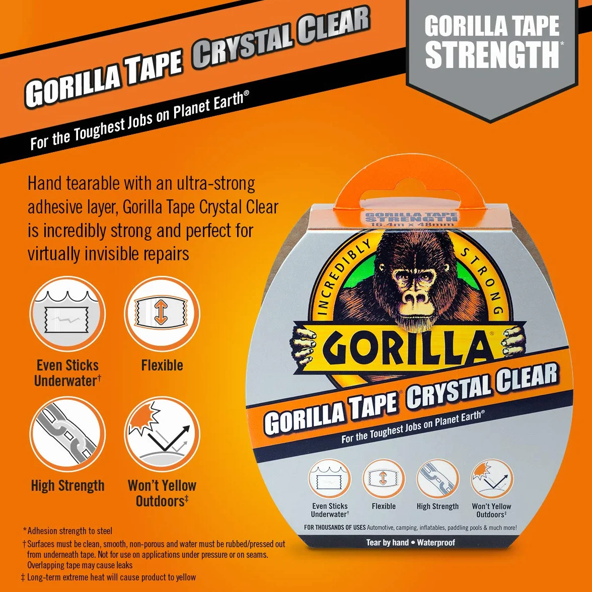 Gorilla 07164000719 6027002 Taśma Klejąca, Przezroczysty, 8,2 m