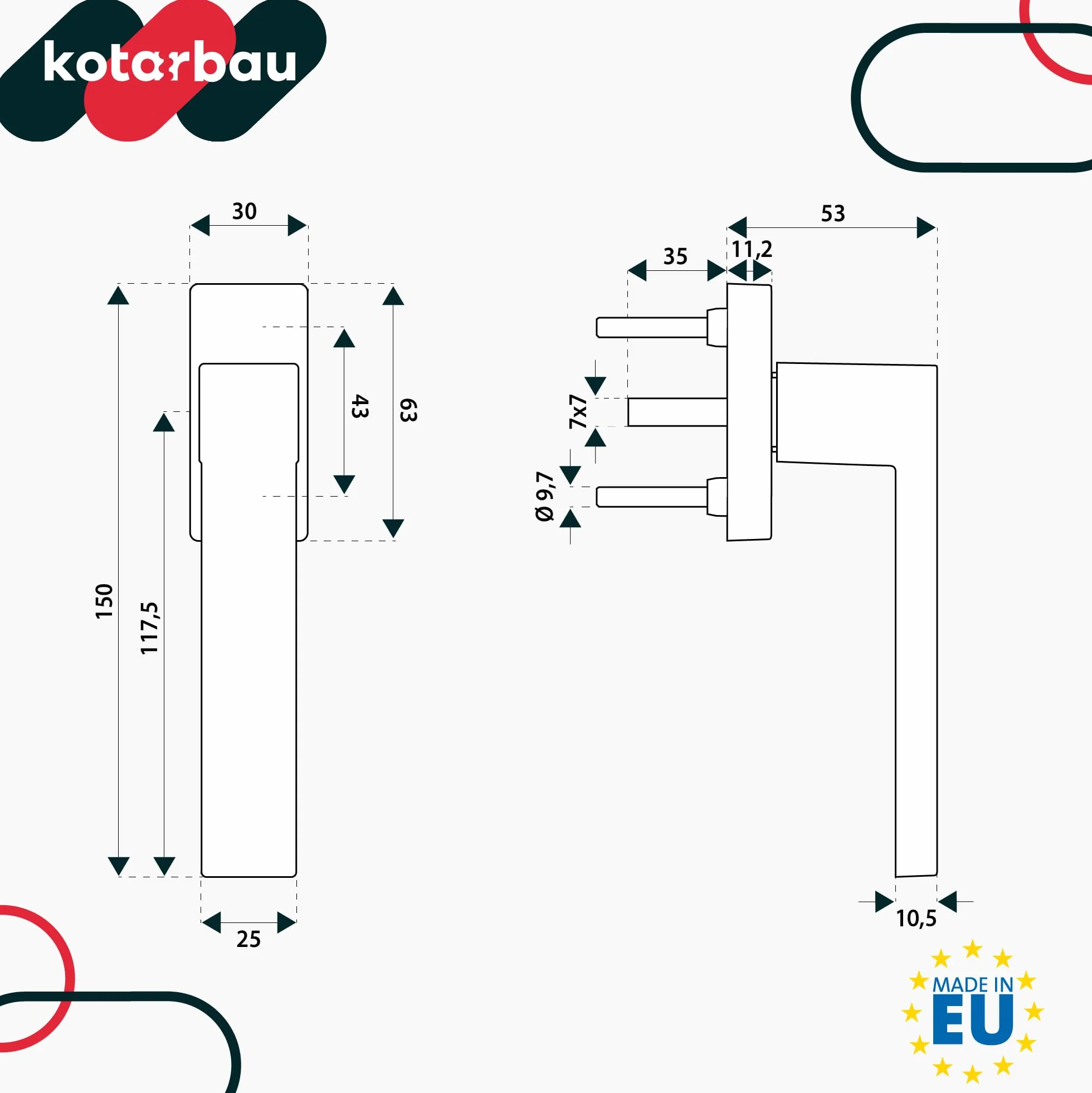 KOTARBAU® Aluminiowy uchwyt okienny, uchwyt do drzwi balkonowych, szary