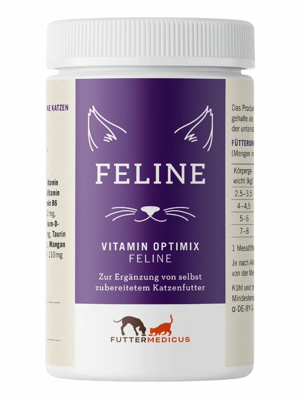 Vitamin Optimix Feline | 150 g | suplement do karmy dla kotów | Do gotowanych posiłków i Barf bez karmienia kośćmi